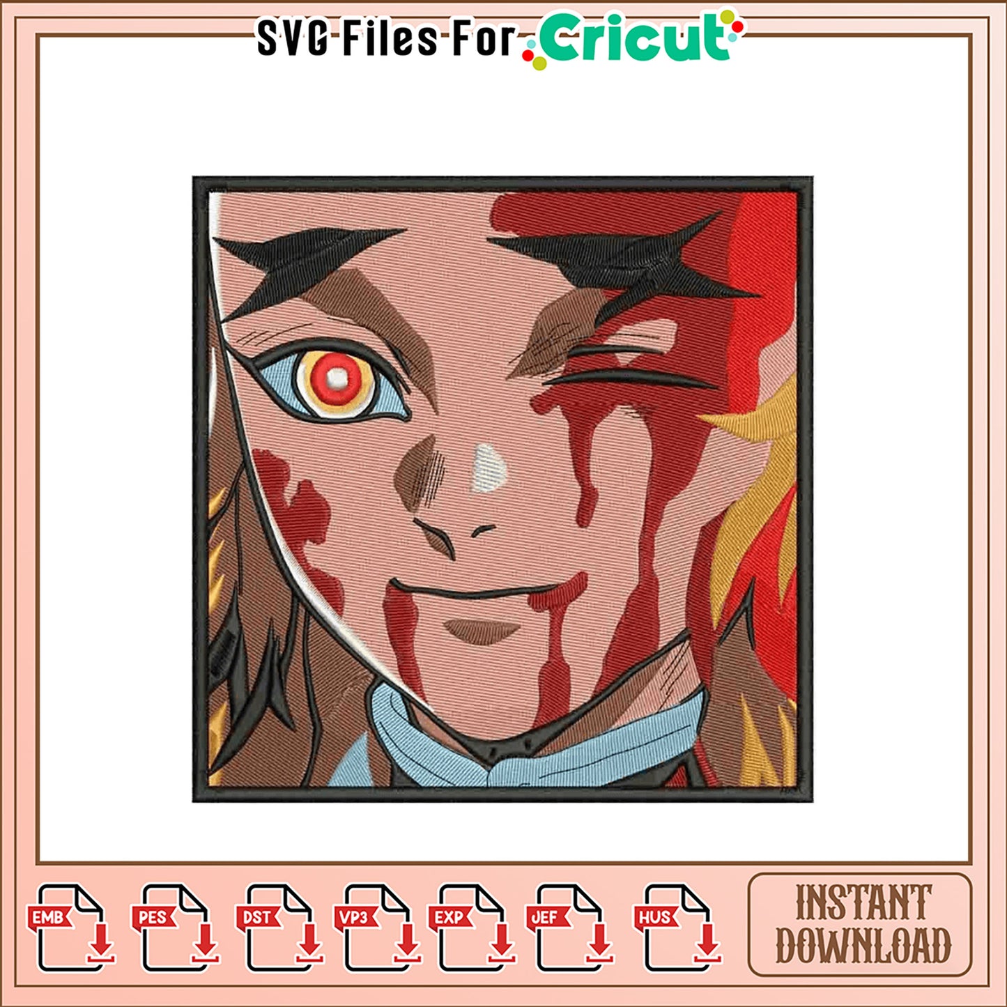 Anime Embroidery Design Instant Download