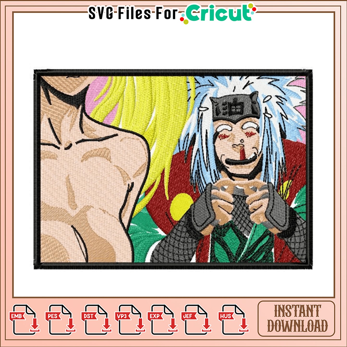 Anime Embroidery Design Vibrant Characters Instant Download