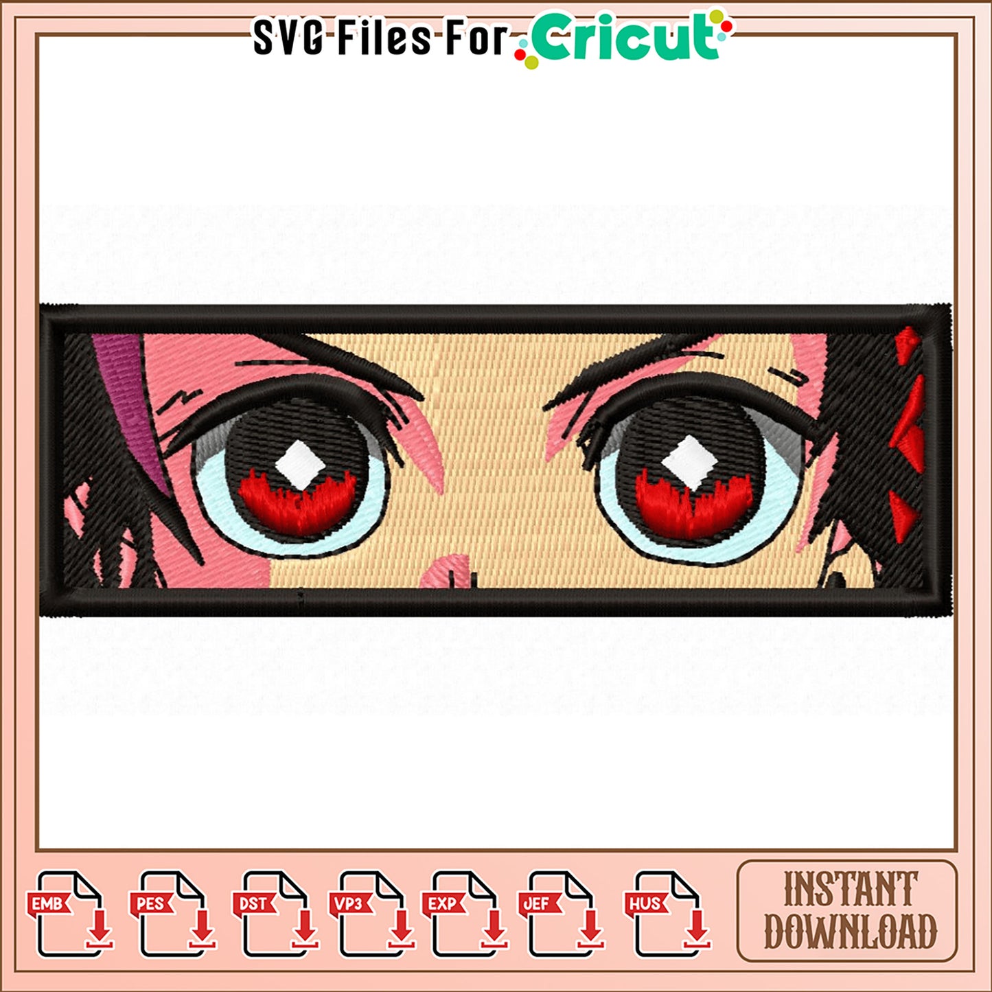 Anime Eye Embroidery Design for Instant Download Art