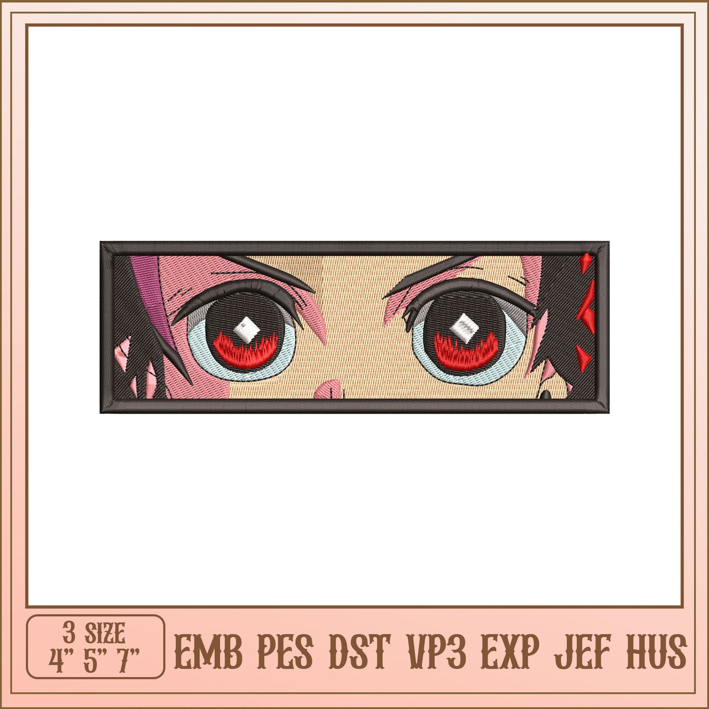 Anime Eyes Embroidery Design for Machine Format Sizes 4 to 7 Inch