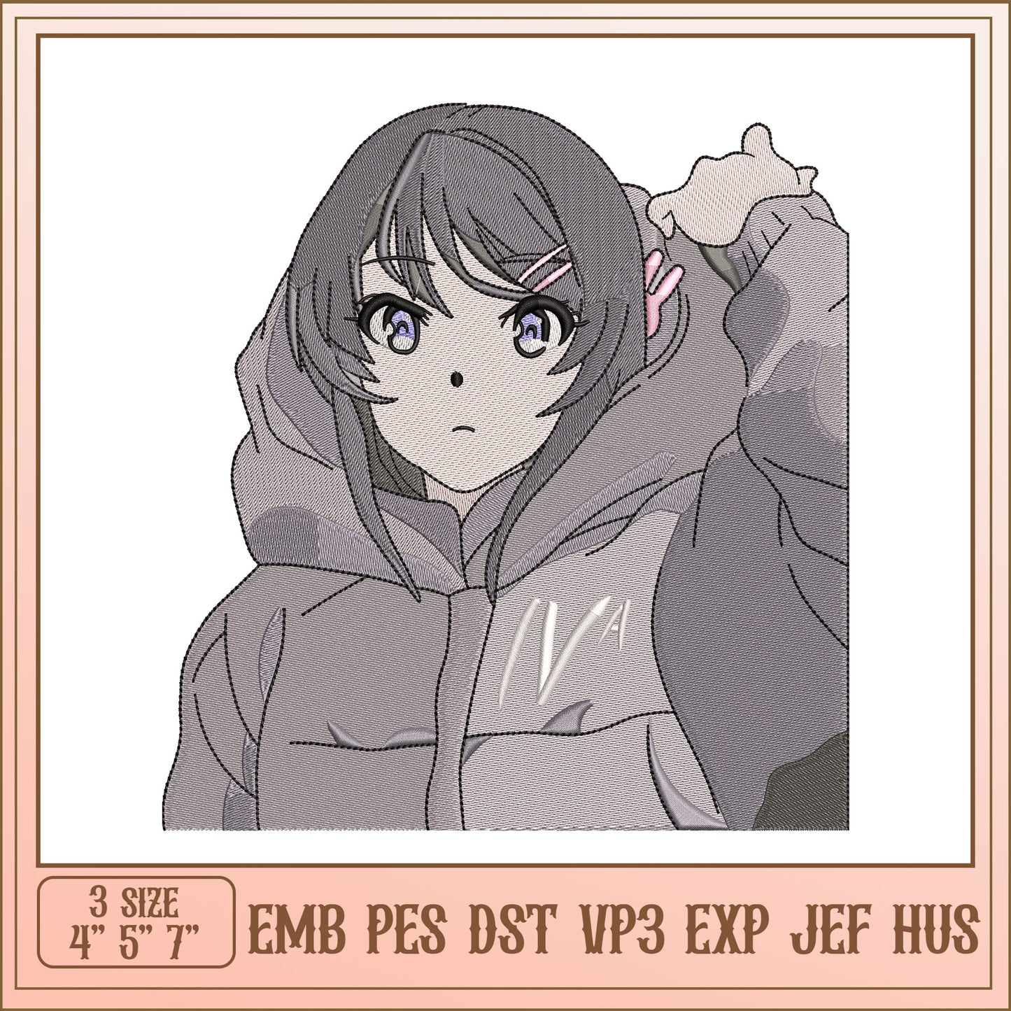 Anime Girl Embroidery Design