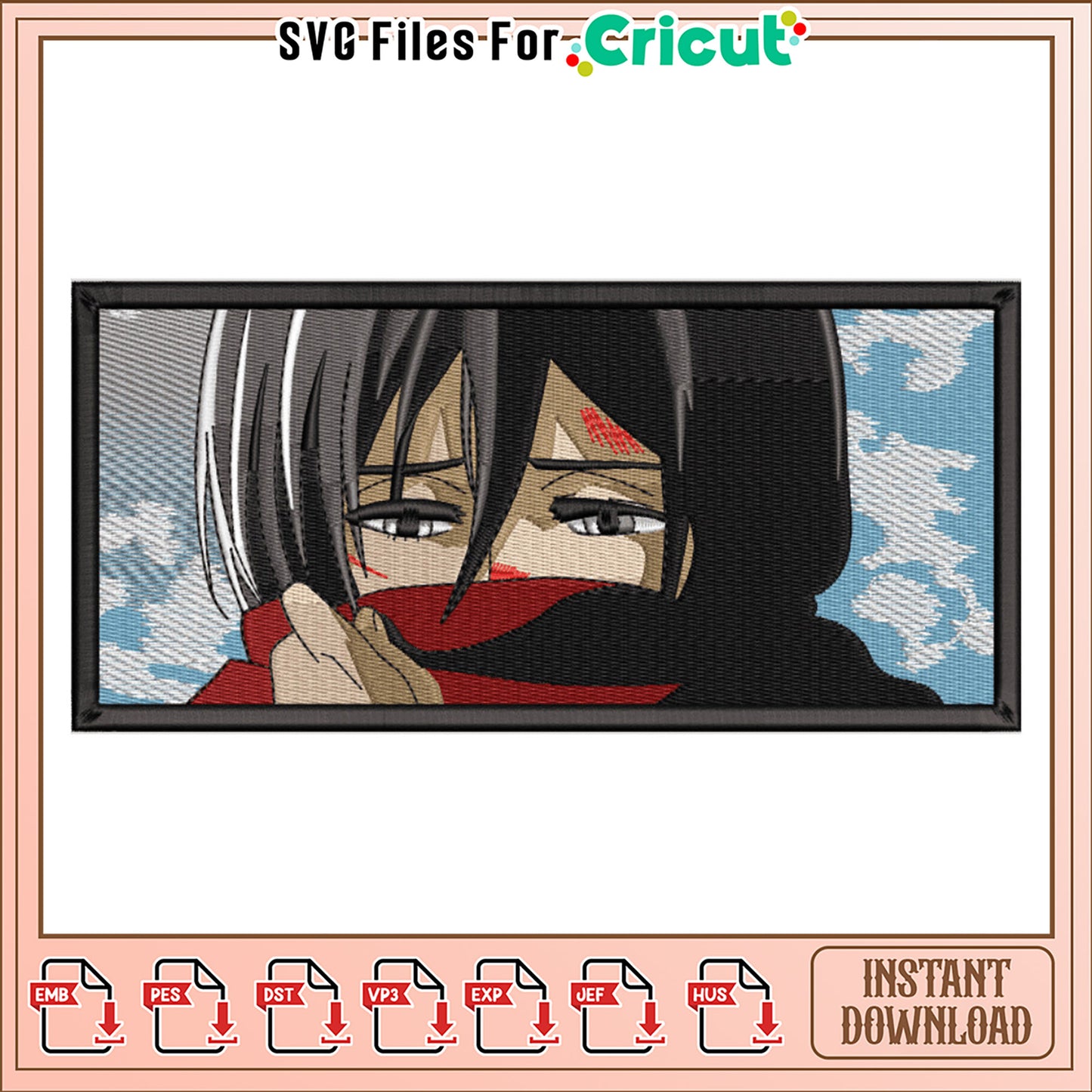 Anime Inspired Embroidery Design Downloadable Pattern