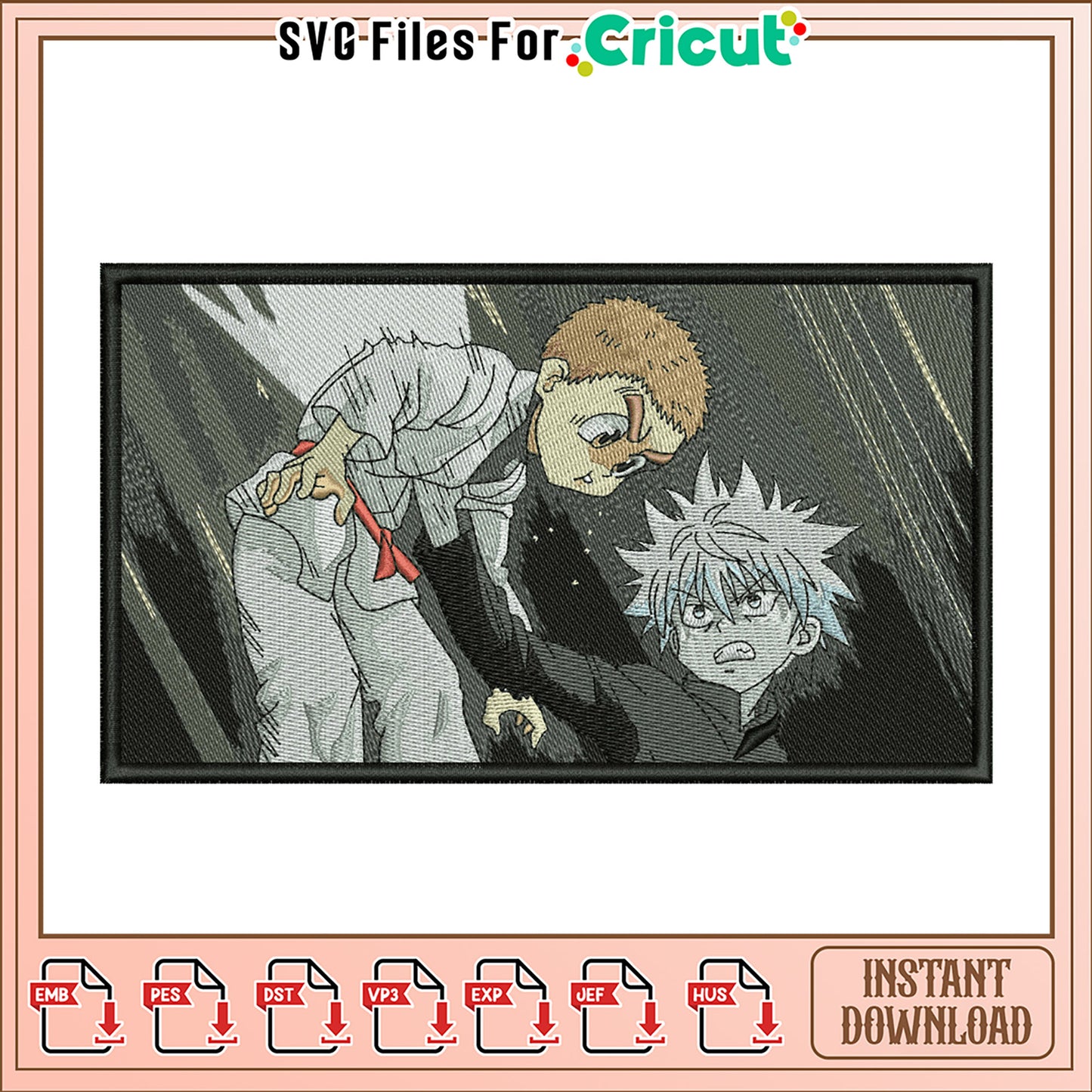 Anime Style Embroidery Design for Instant Download