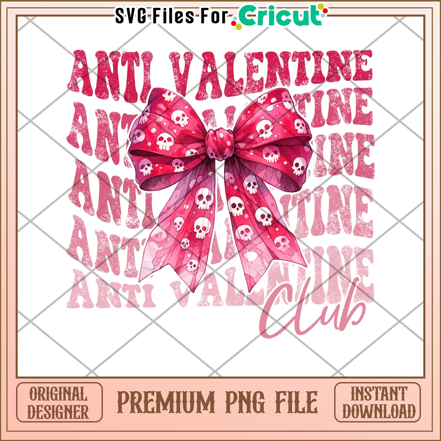 Anti Valentine Club Bow PNG Design