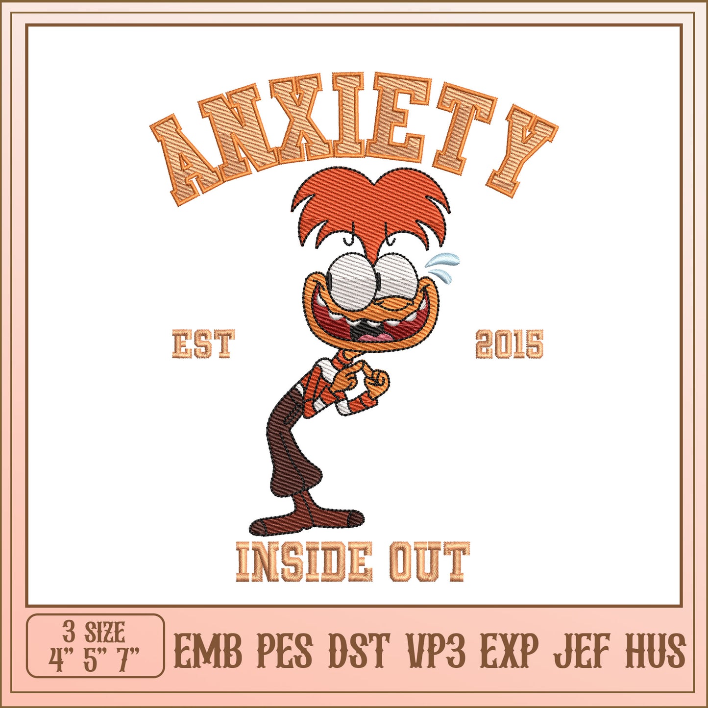Anxiety Inside Out Embroidery Design