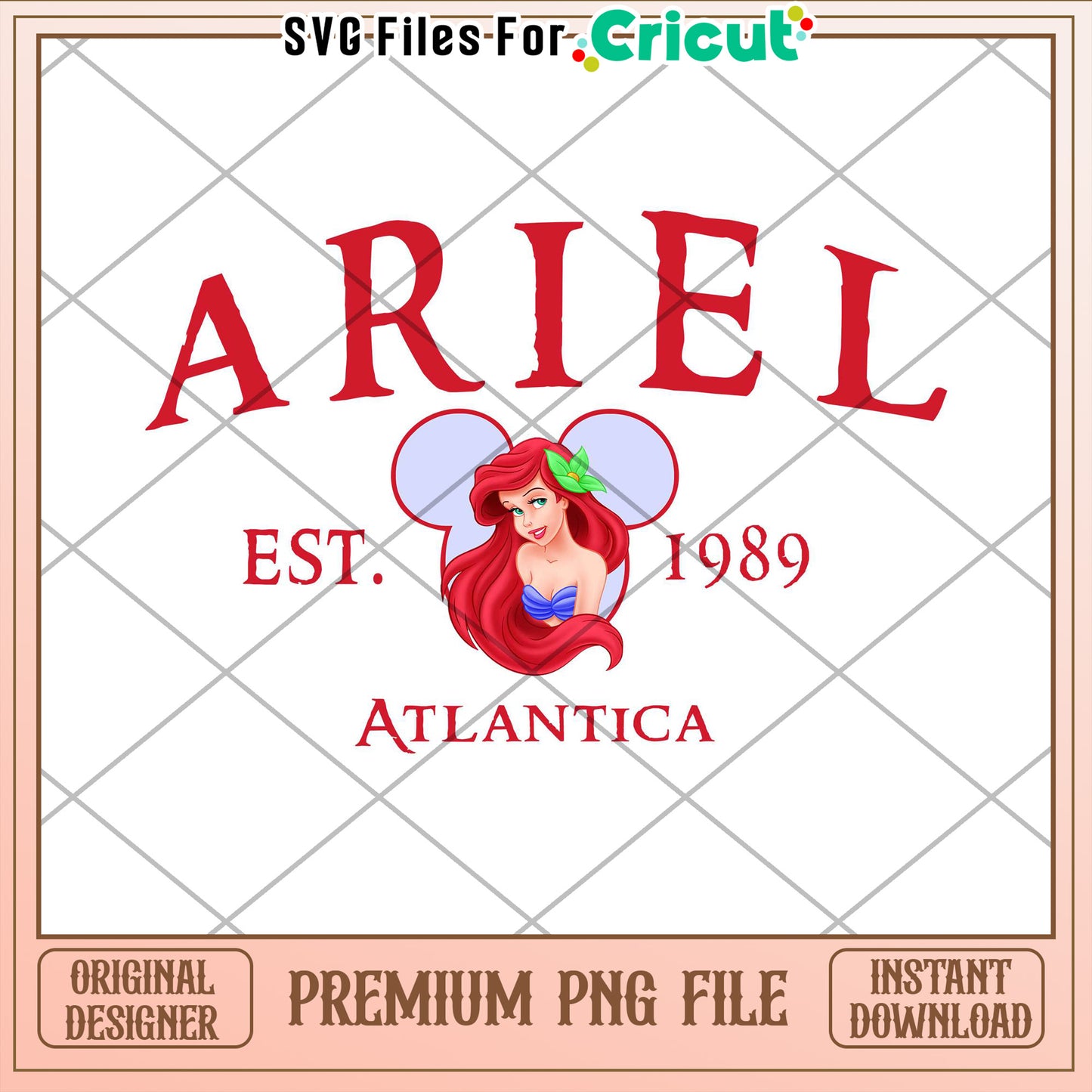 Ariel Disney PNG Sublimation Design 1989