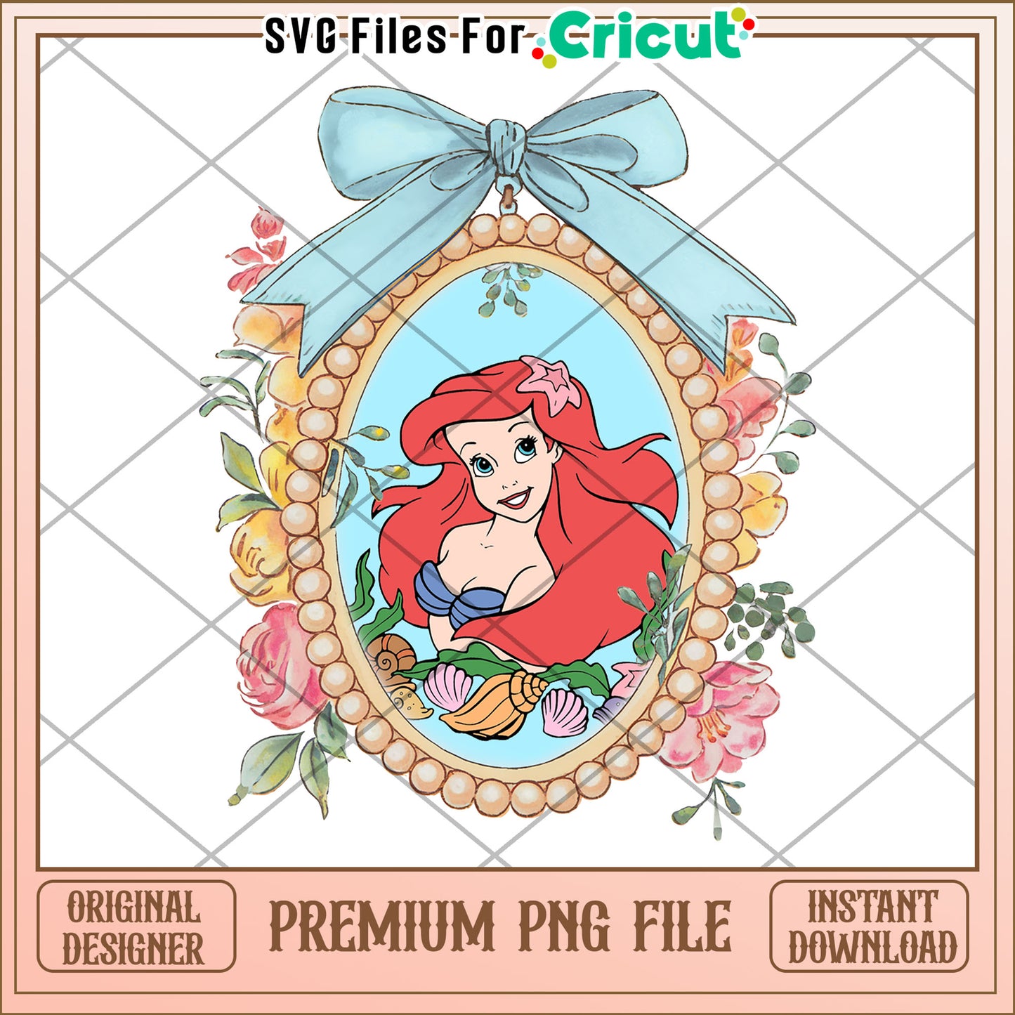 Ariel PNG Floral Frame, Instant Download
