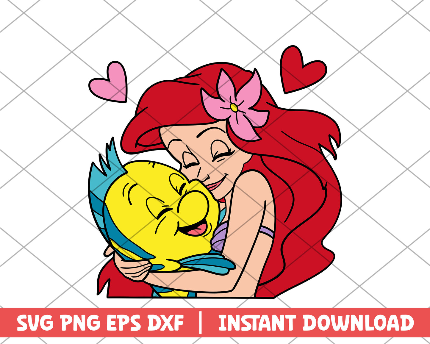 Ariel and Flounder svg