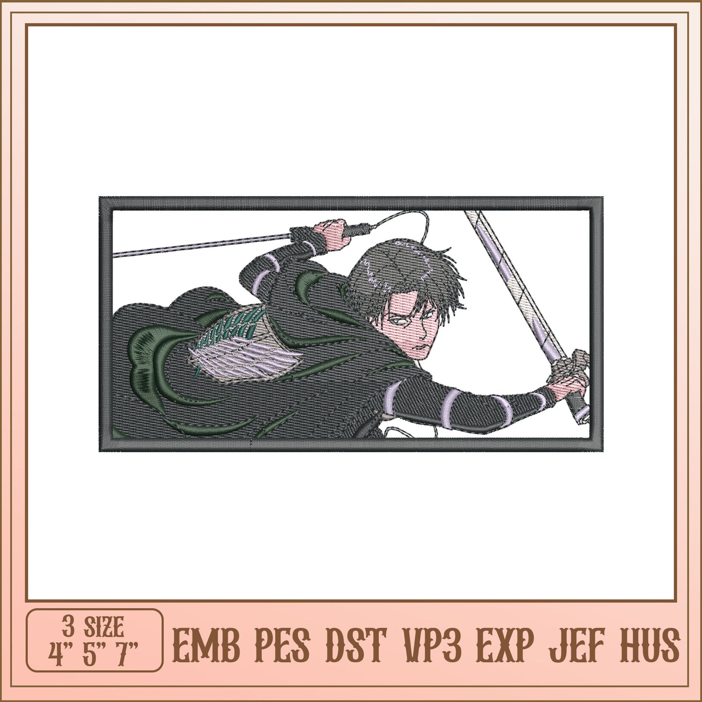 Attack on Titan Embroidery Design - 3 Sizes