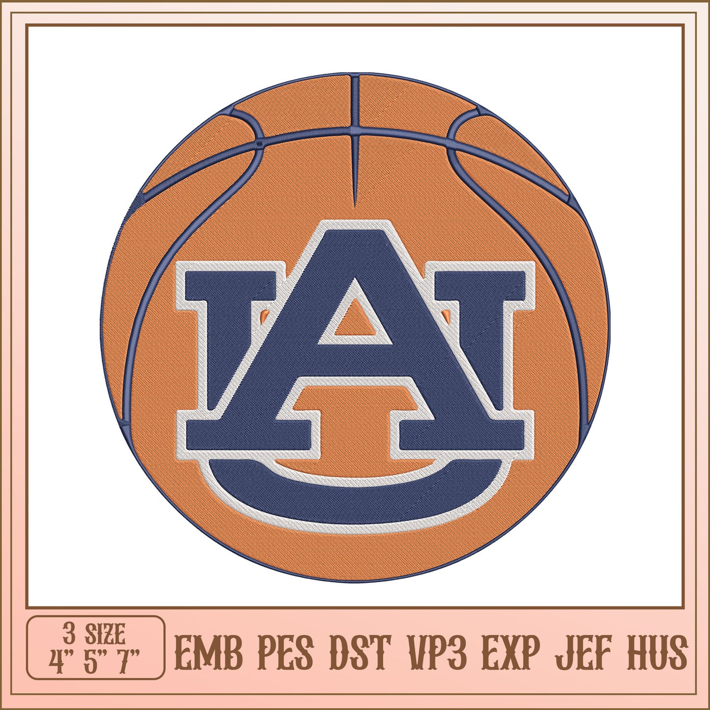 Auburn Tigers Basketball Embroidery Design
