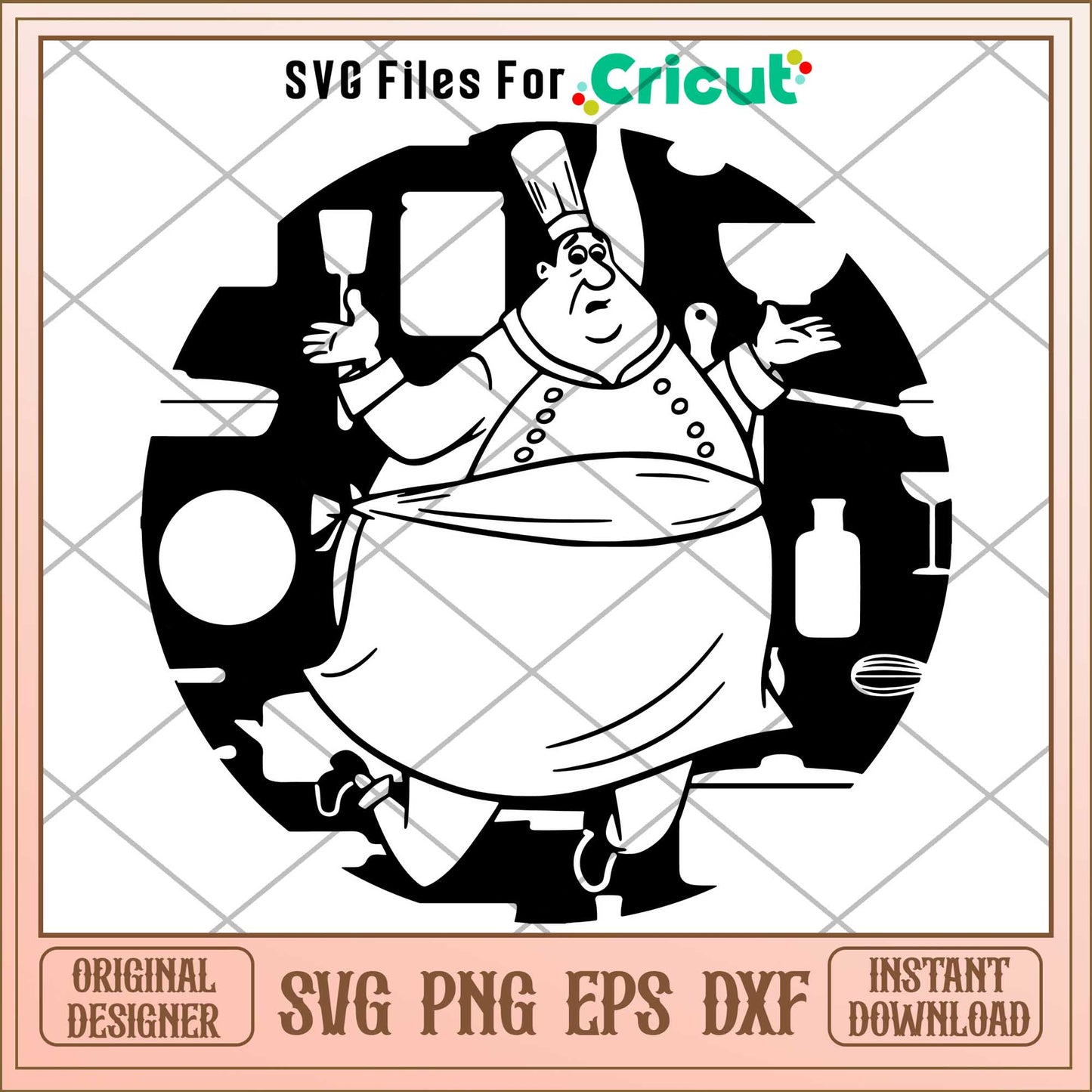 Auguste Gusteau design black svg, Ratatouille svg, digital dowload