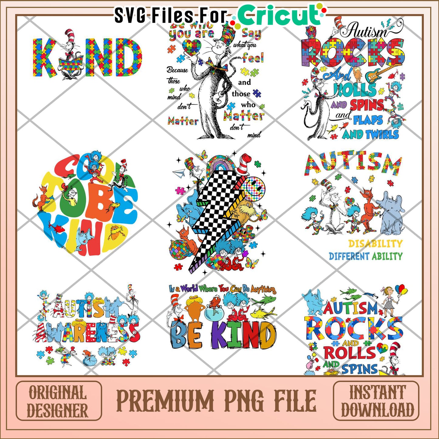 Autism Awareness Bundle PNG Colorful Inspirational Designs