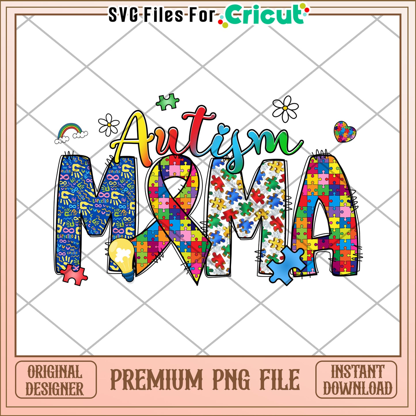 Autism Mama PNG Design Download