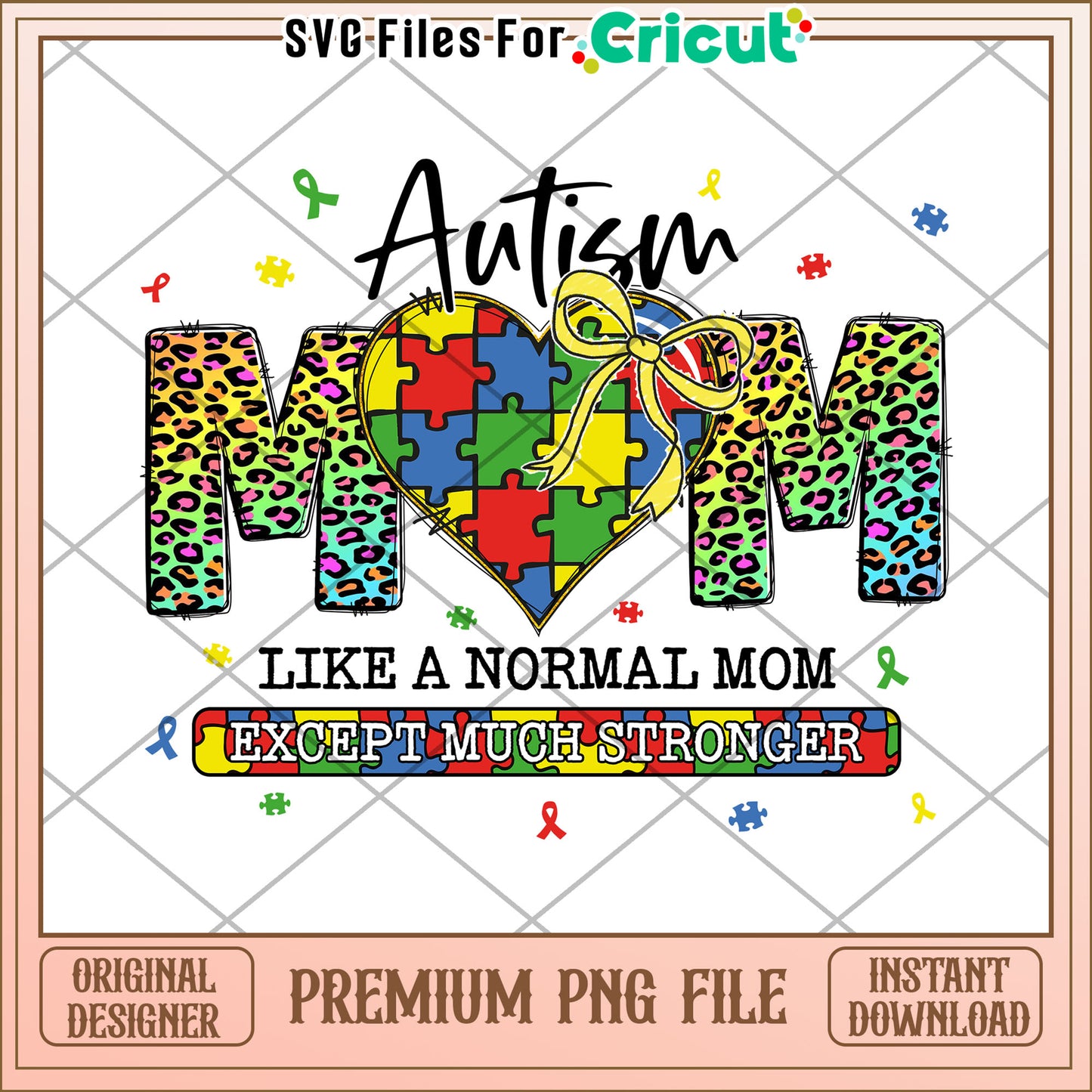 Autism Mom PNG Leopard Print Design