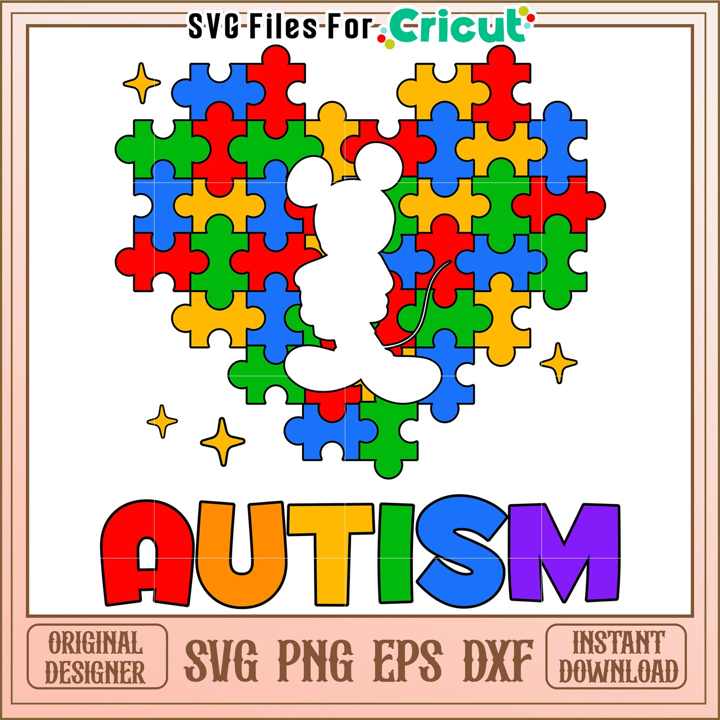 Autism Puzzle Heart SVG Design