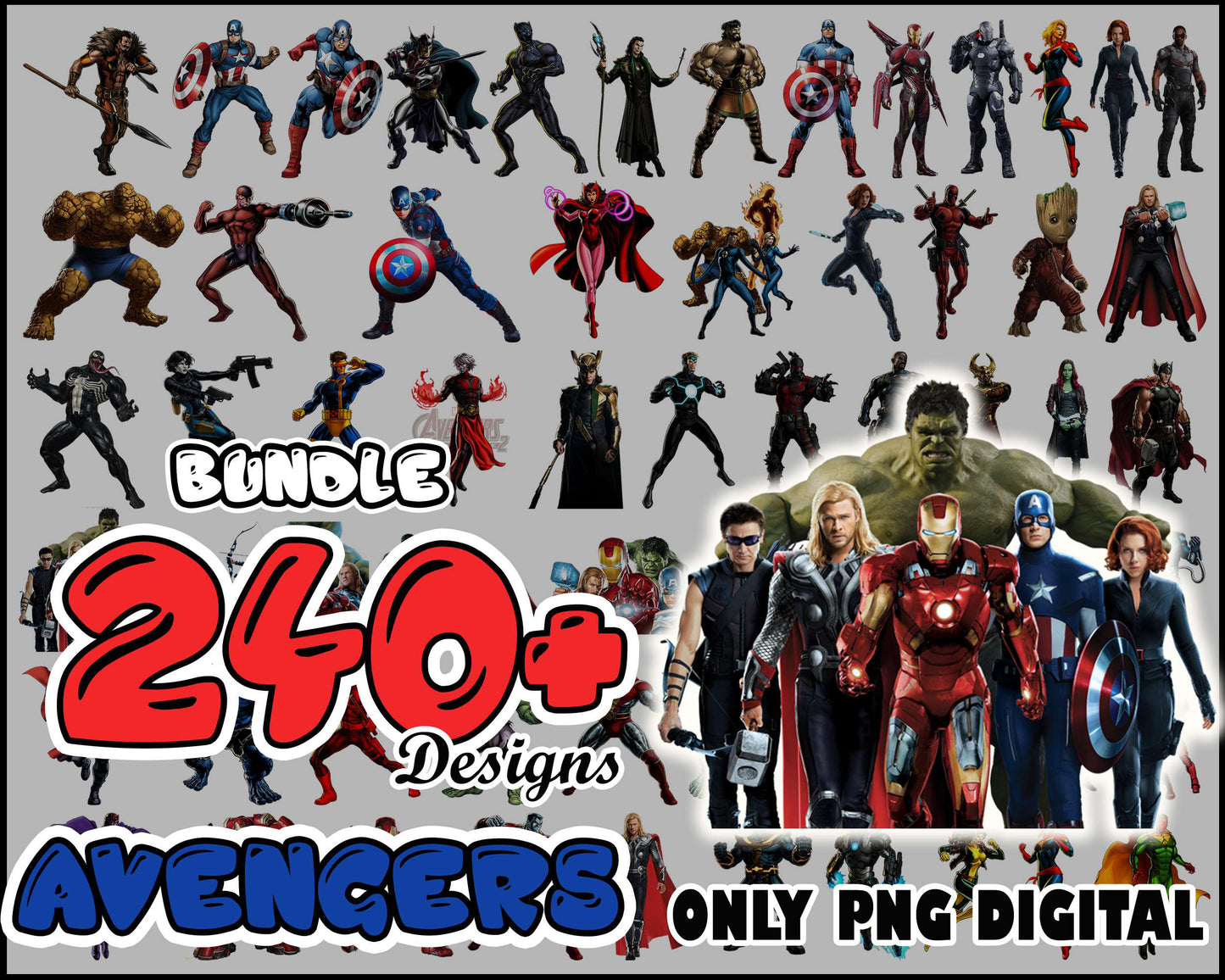 Hero marvel avengers characters bundle png, marvel heroes avengers png