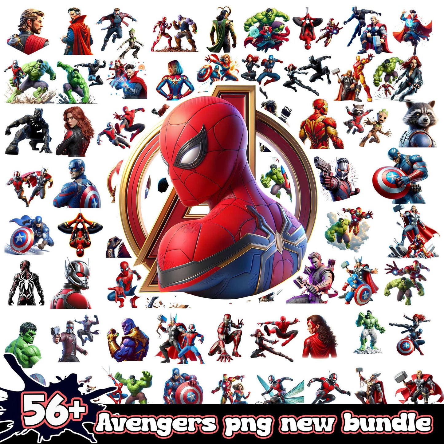 Marvel avengers members design bundle png, marvel avengers characters png