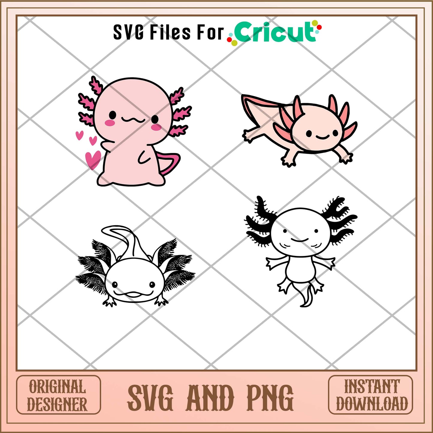 Axolotl cartoon svg bundle