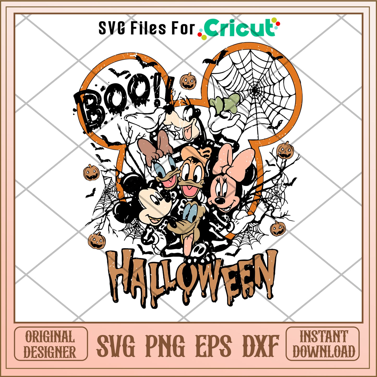 Mickey friends head boo halloween svg