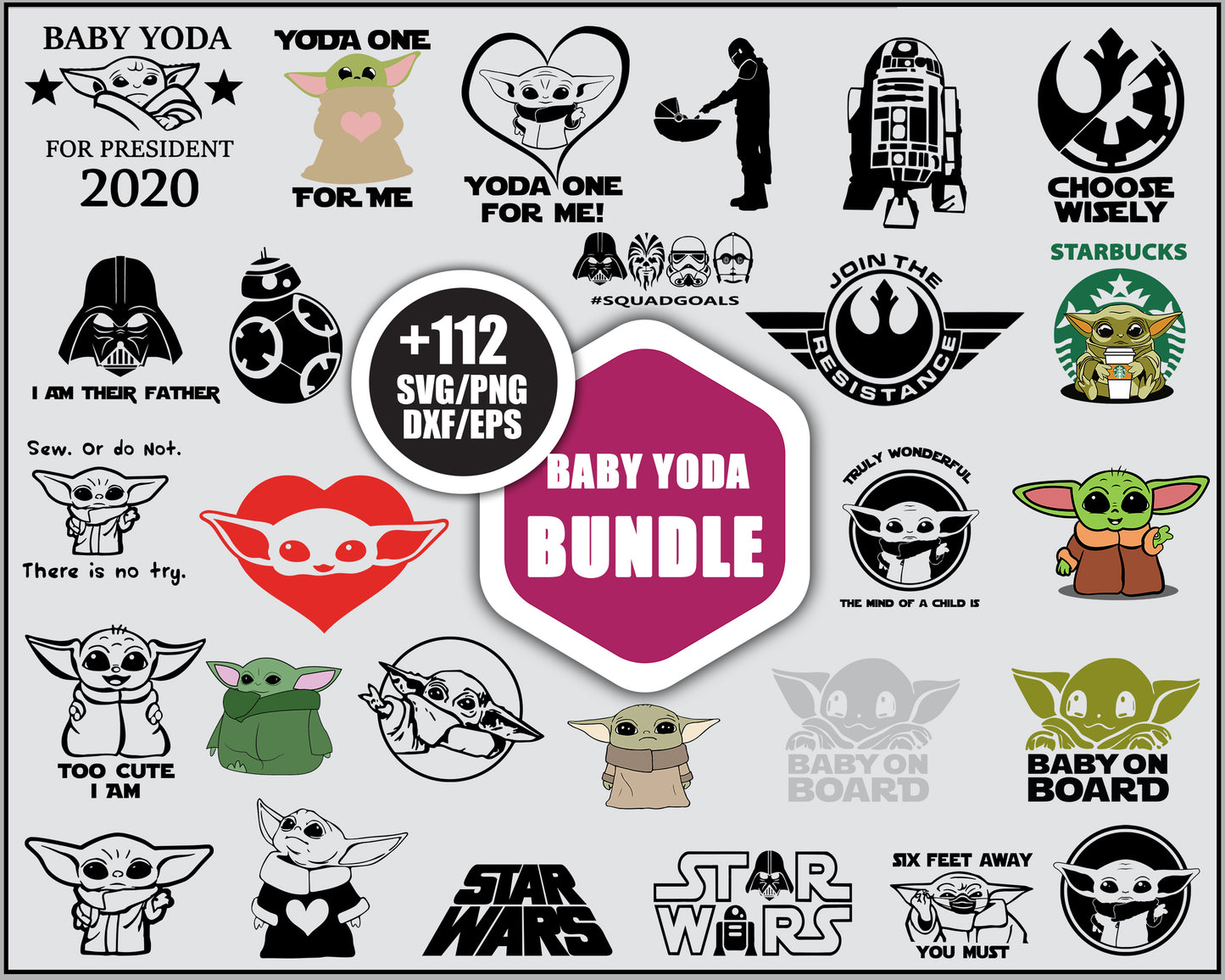 Baby yoda star wars design SVG Bundle