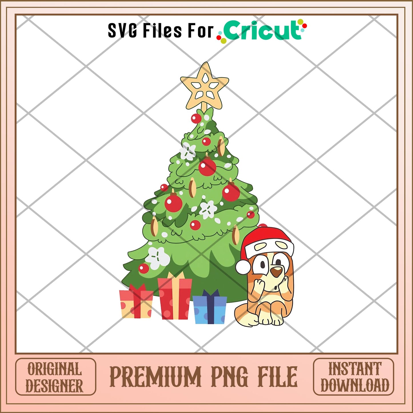 Baby Bingo Christmas tree png, Bluey characters png, Digital Download