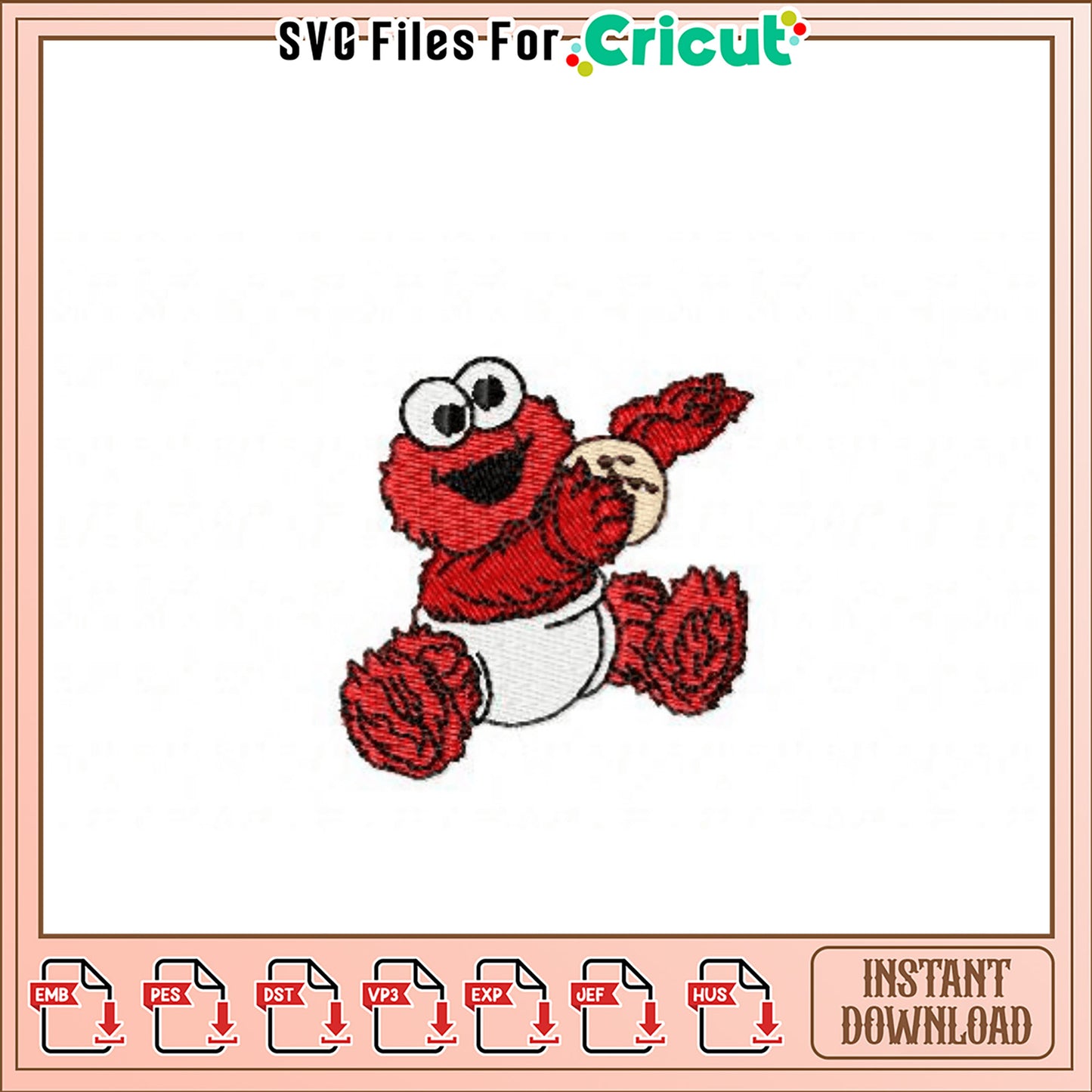 Baby Elmo Embroidery Design Instant Download