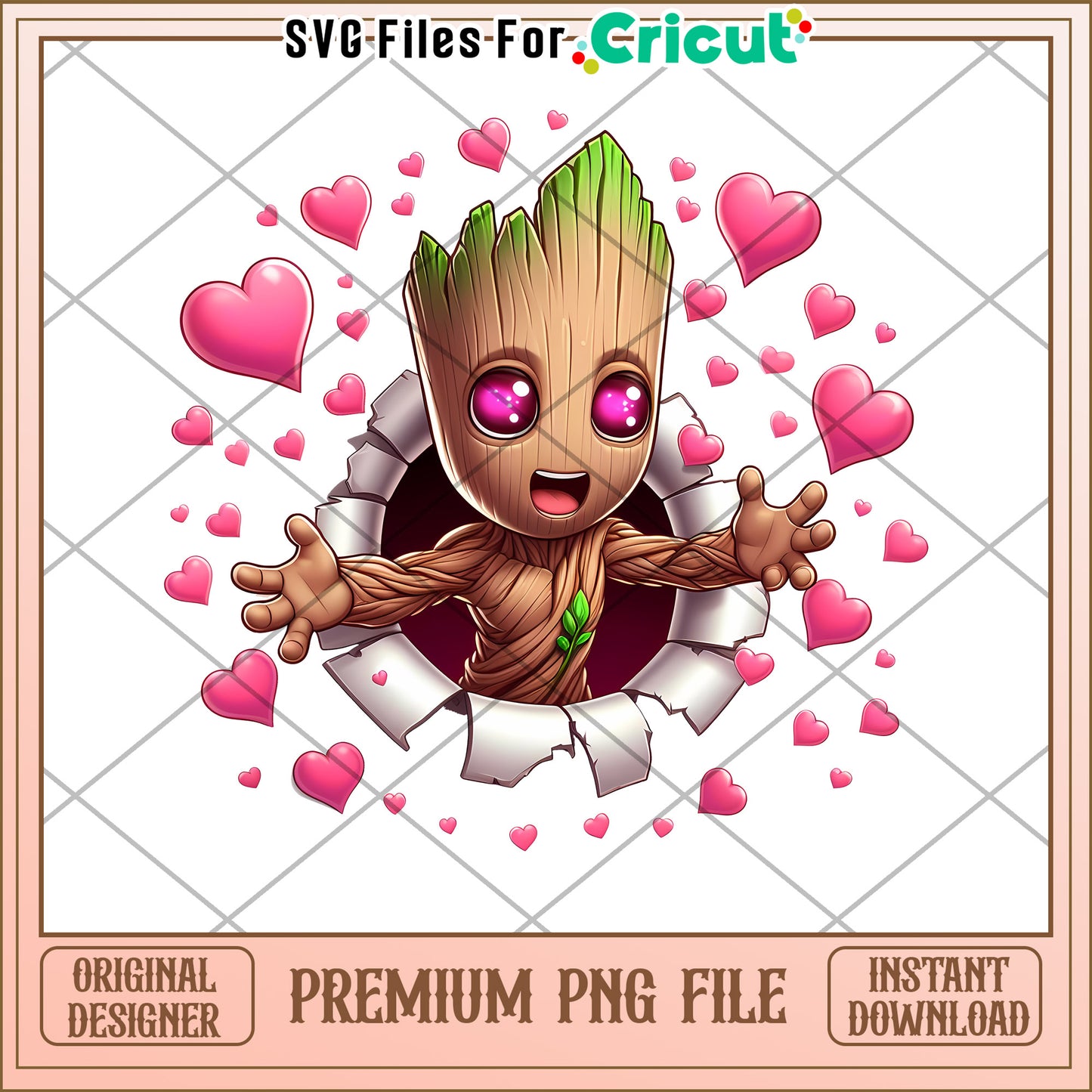 Baby Groot Valentine PNG Instant Download