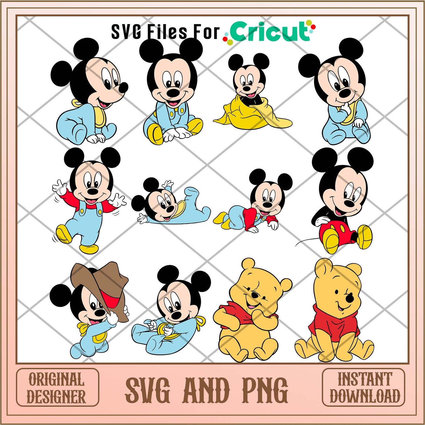 Baby Mickey mouse art svg bundle