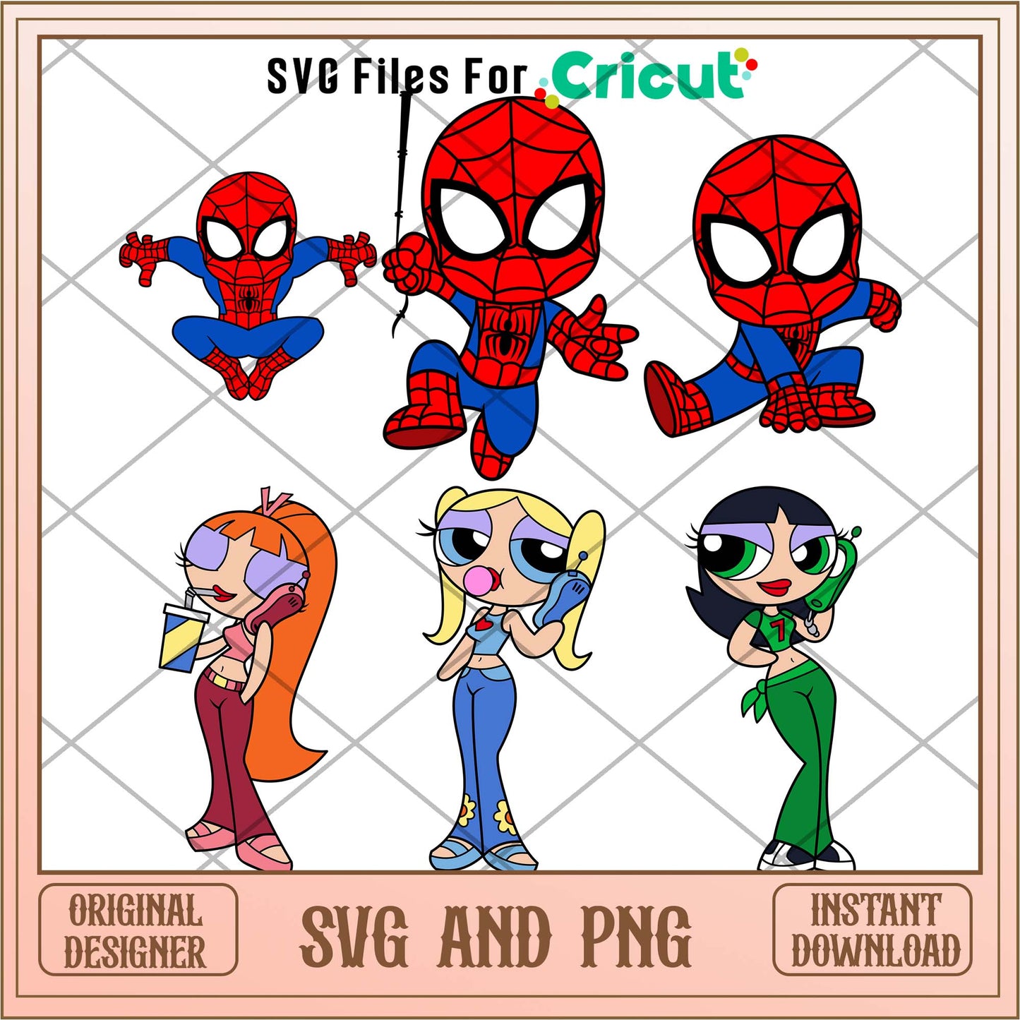 Baby Spiderman x Powerpuff Girls svg Bundle