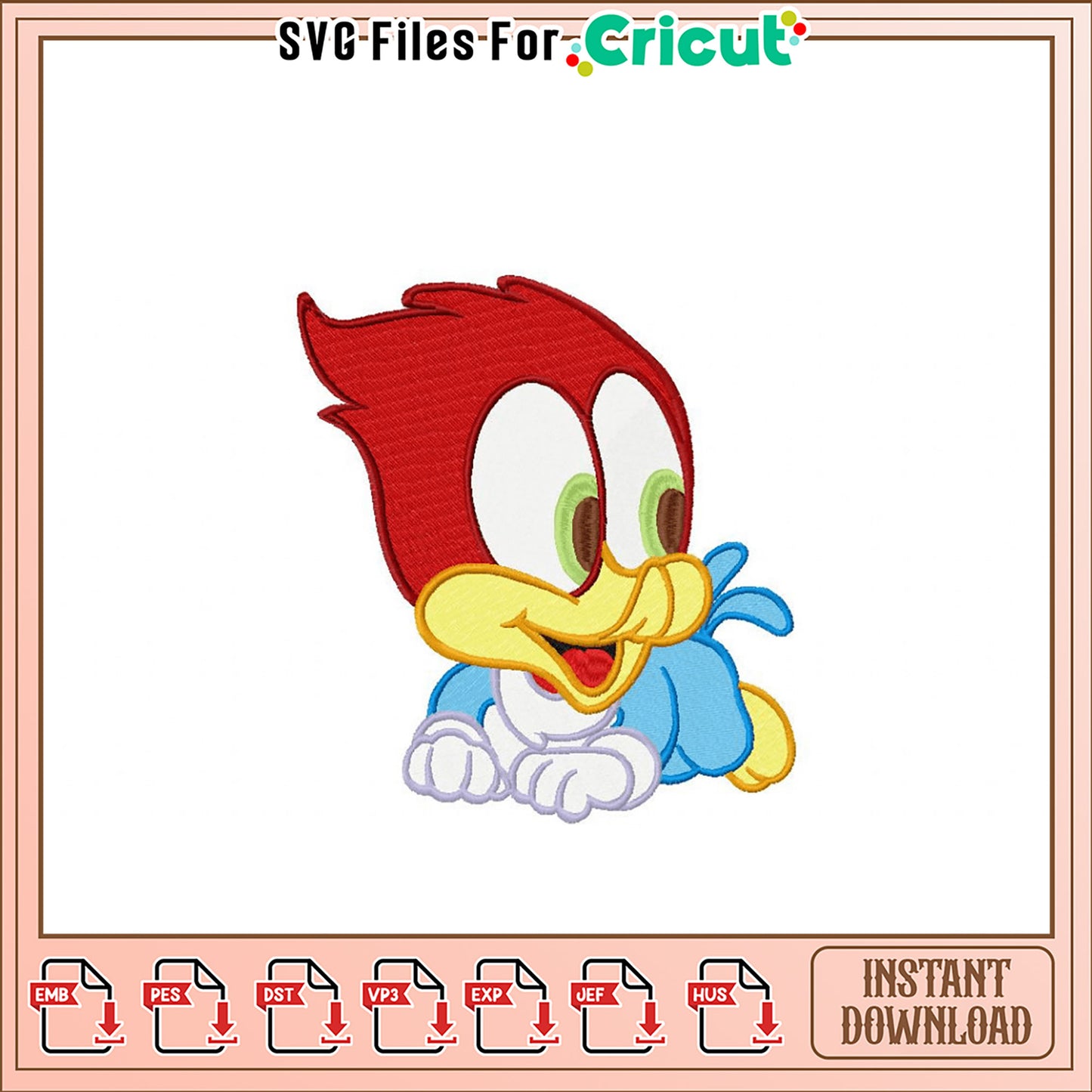 Baby Woody Woodpecker Embroidery Design