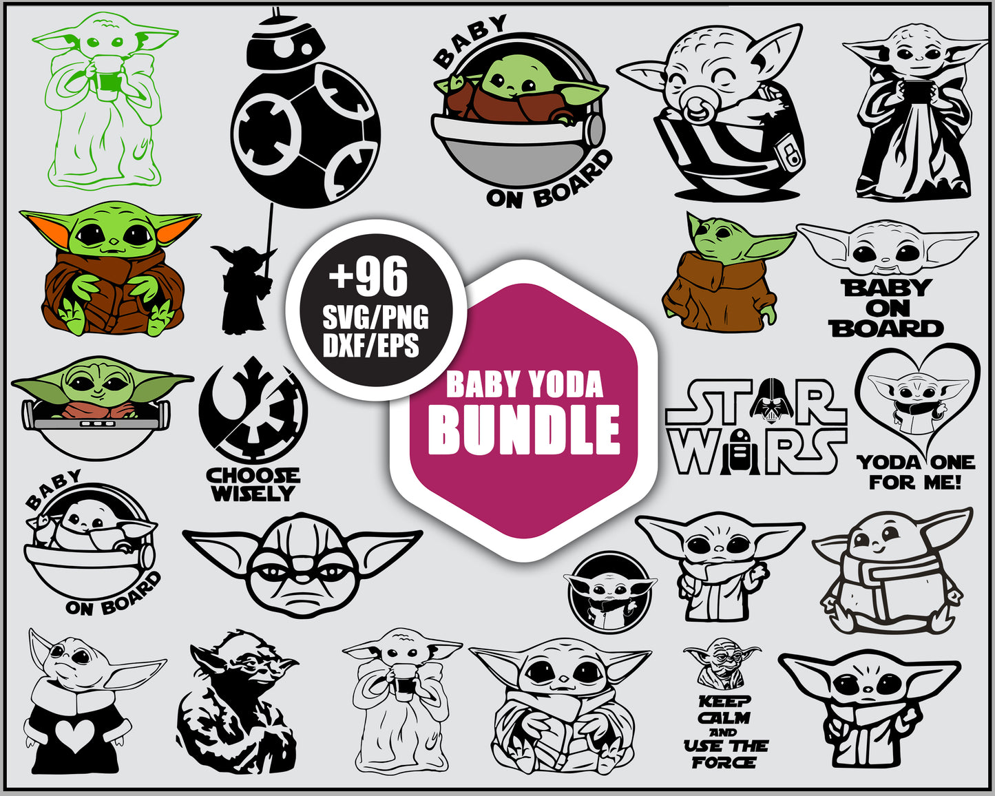 Baby yoda star wars bundle svg, baby yoda cute svg, star wars svg