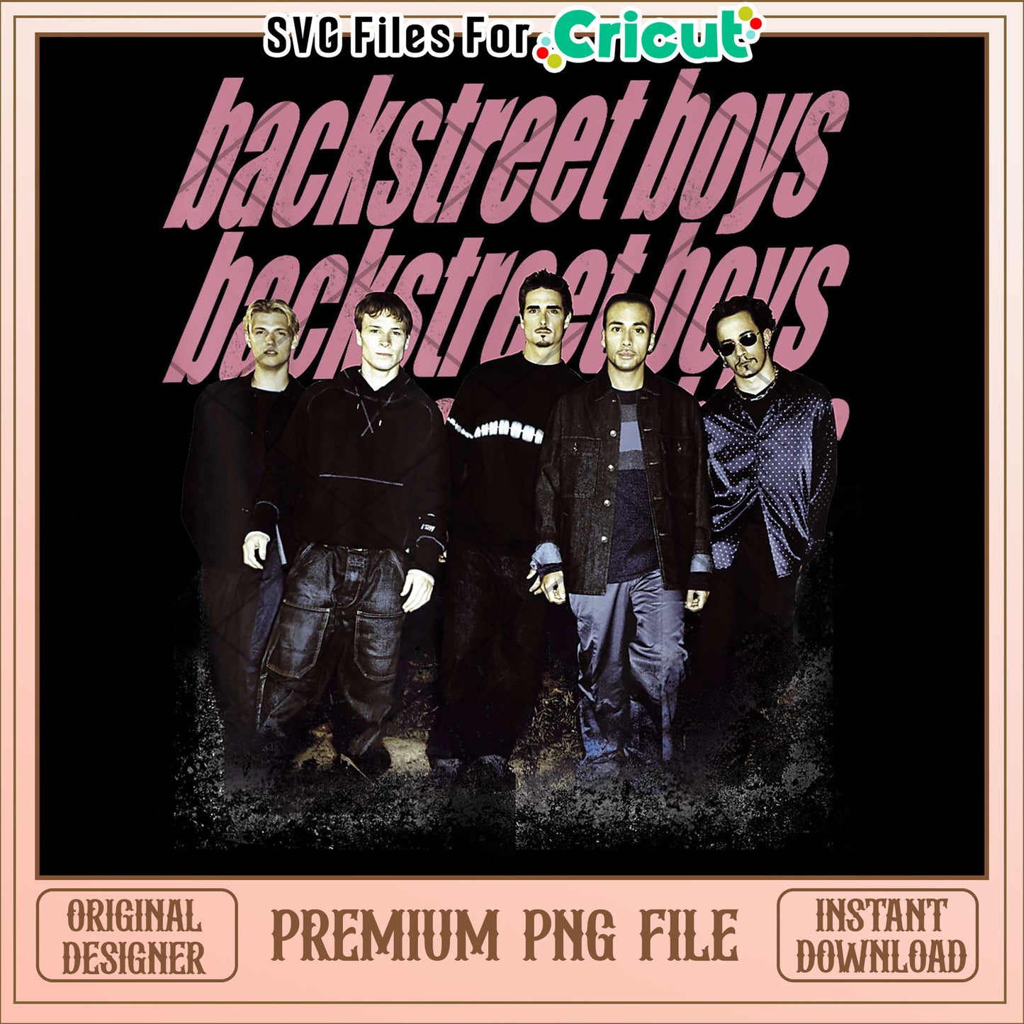Backstreet boys group photo repeat logo dark heather grey png, 90s boyband design png