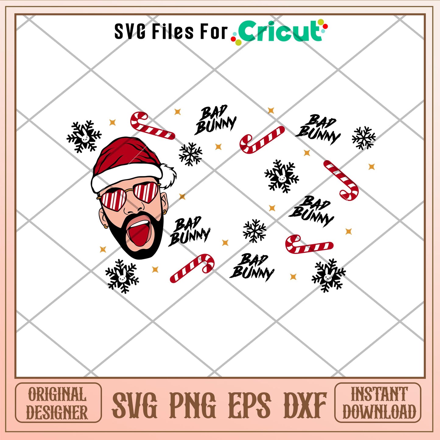 Bad Bunny Christmas Full Wrap, Bad Bunny Christmas Full Wrap Svg