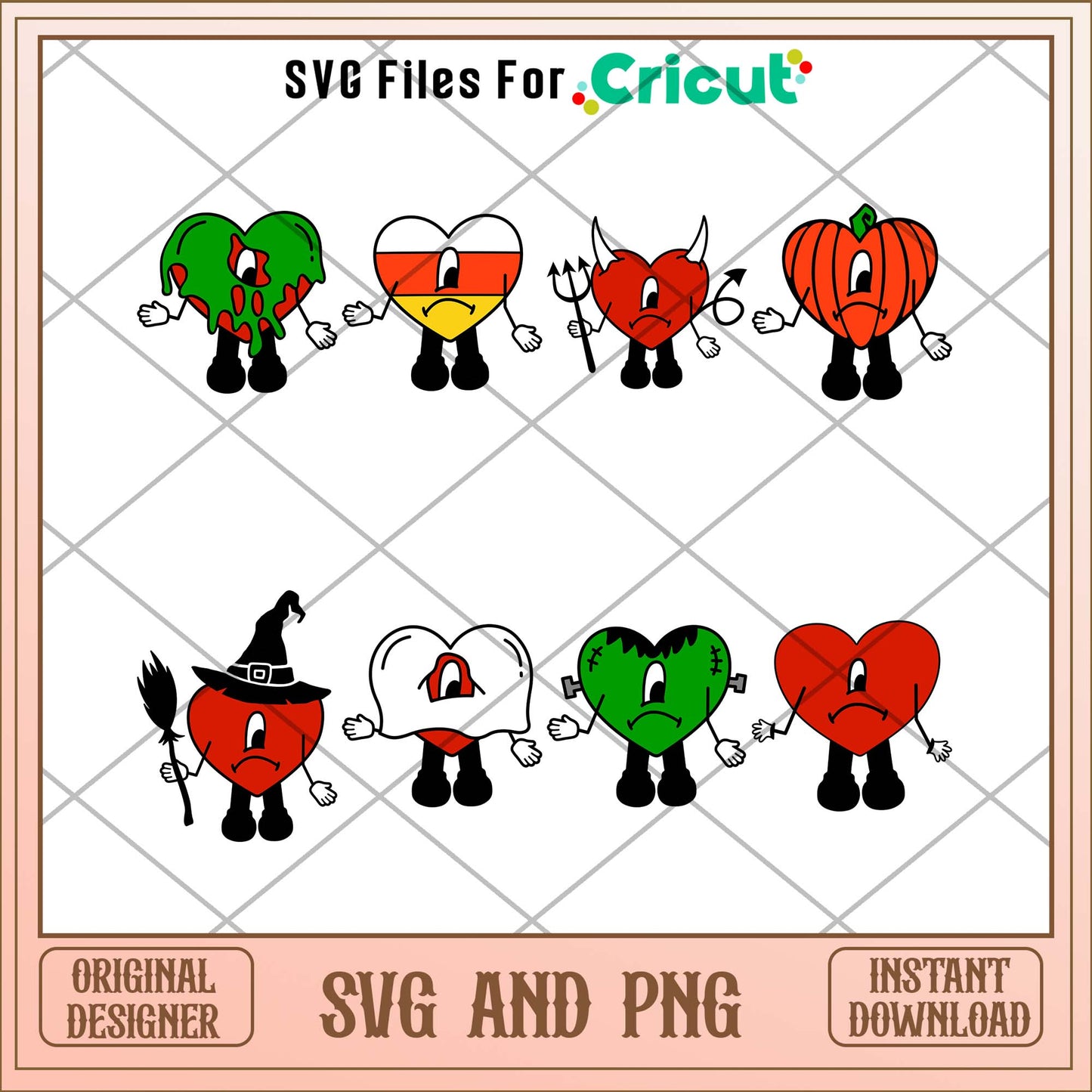 Bad Bunny Halloween Hearts svg bundle, Bad bunny svg bundle - Svgfileforcricut