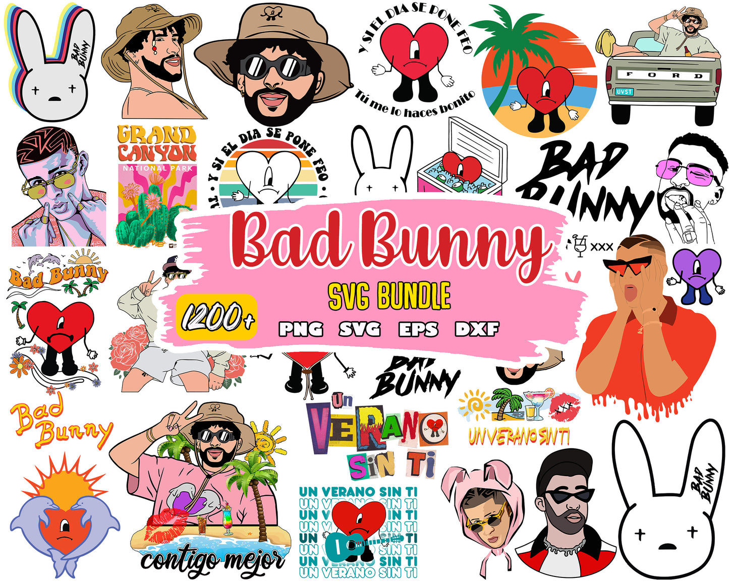 Bad bunny bundle design svg, una navidad sin ti svg, bad bunny logo svg