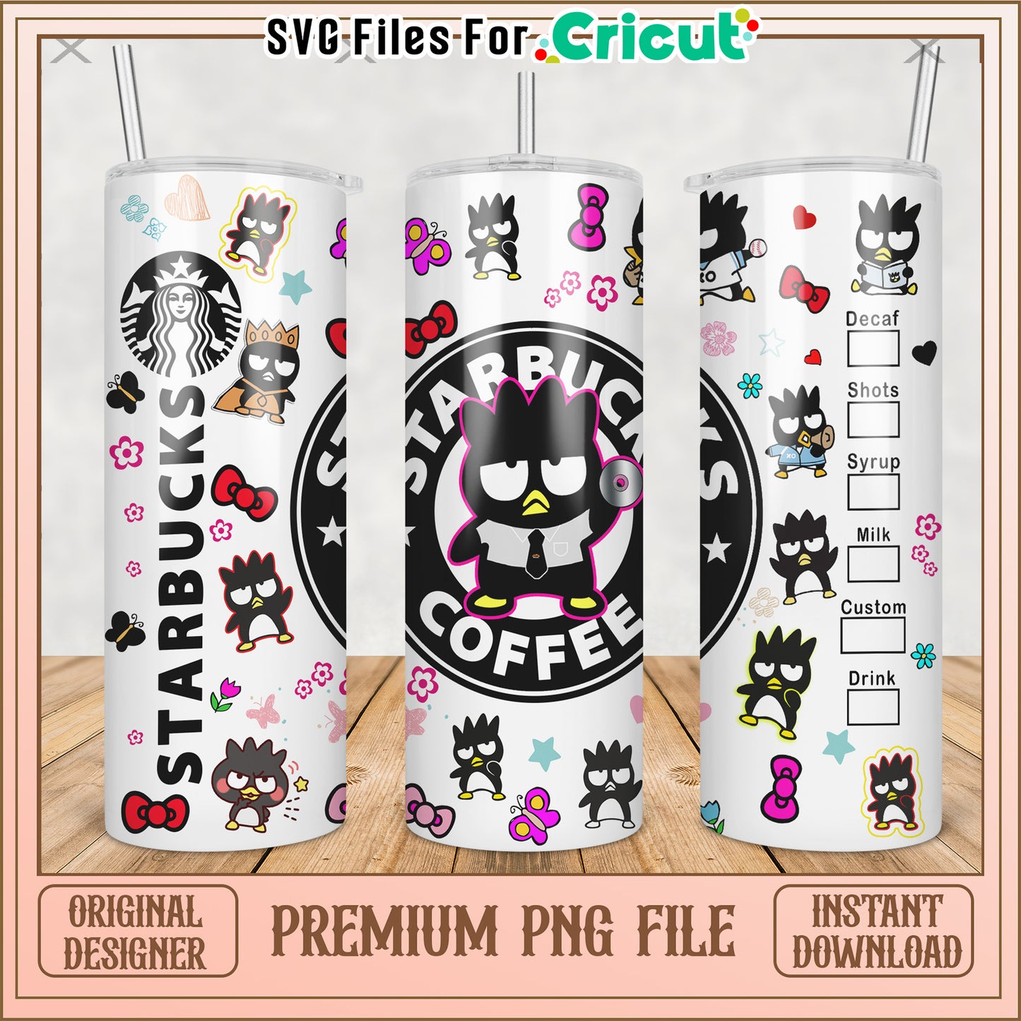 Badtz maru coffee tumbler png, labubu doll png, labubu toys png