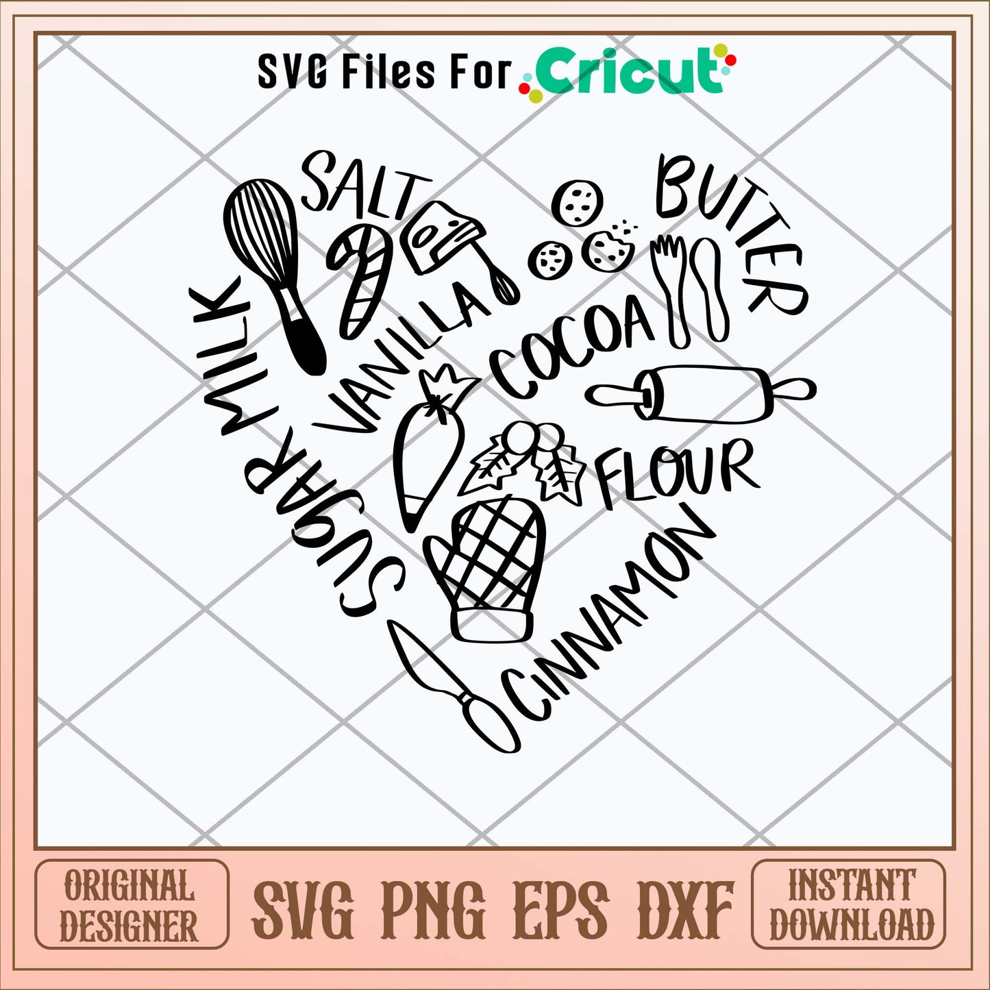 Baking Words Heart SVG-Svgfilesforcricut