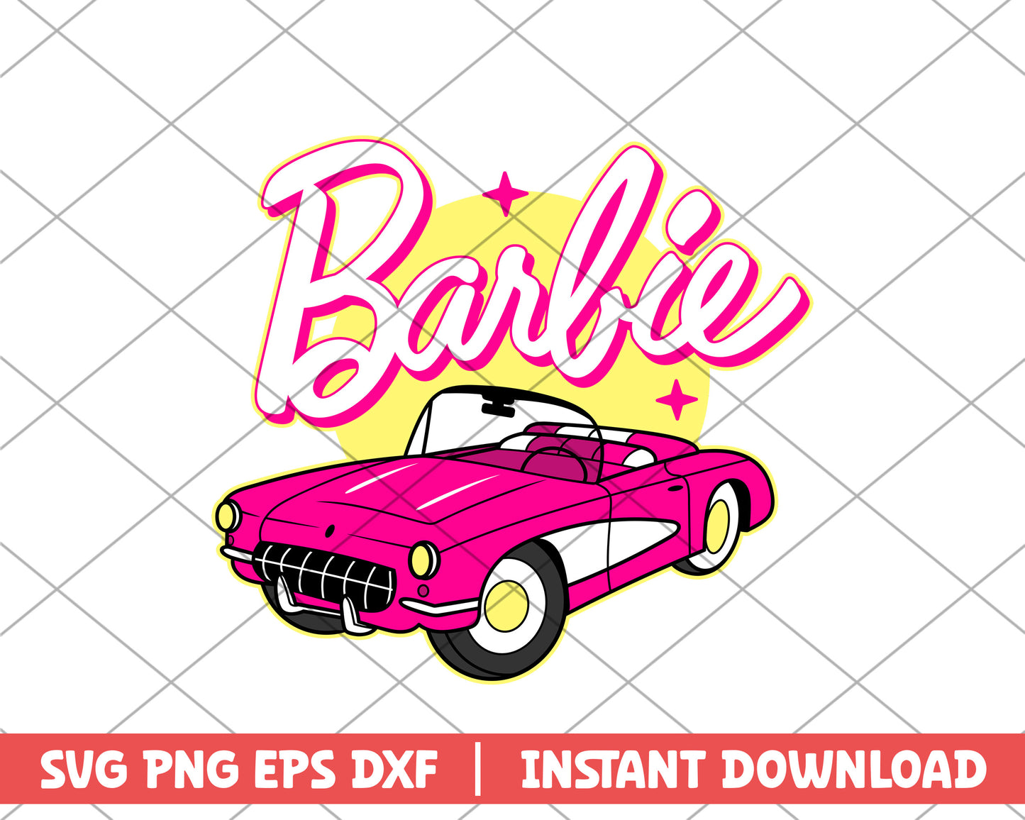 Barbie pink car barbie svg