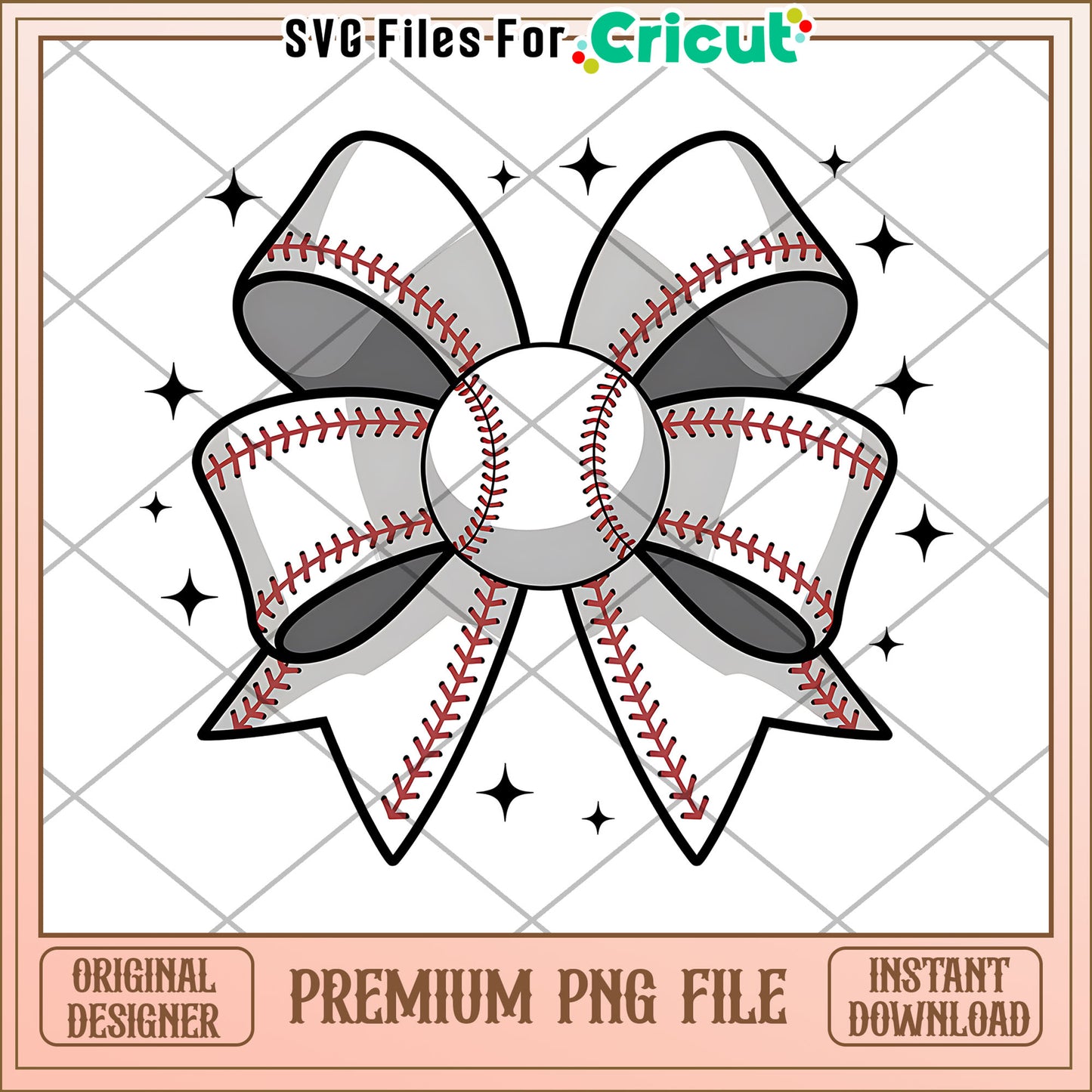 Baseball Bow PNG Design for Crafting Projects