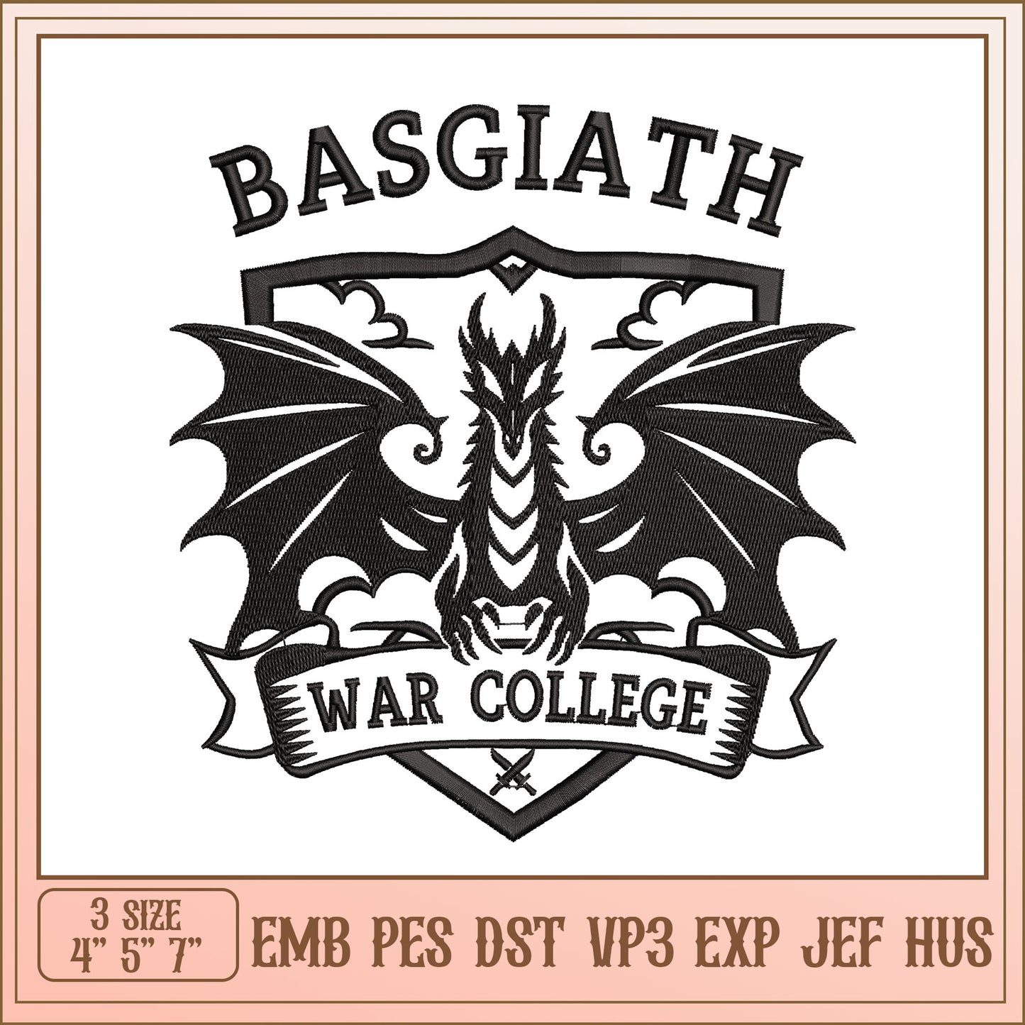 Basgiath War College Dragon Embroidery Design for All Machines