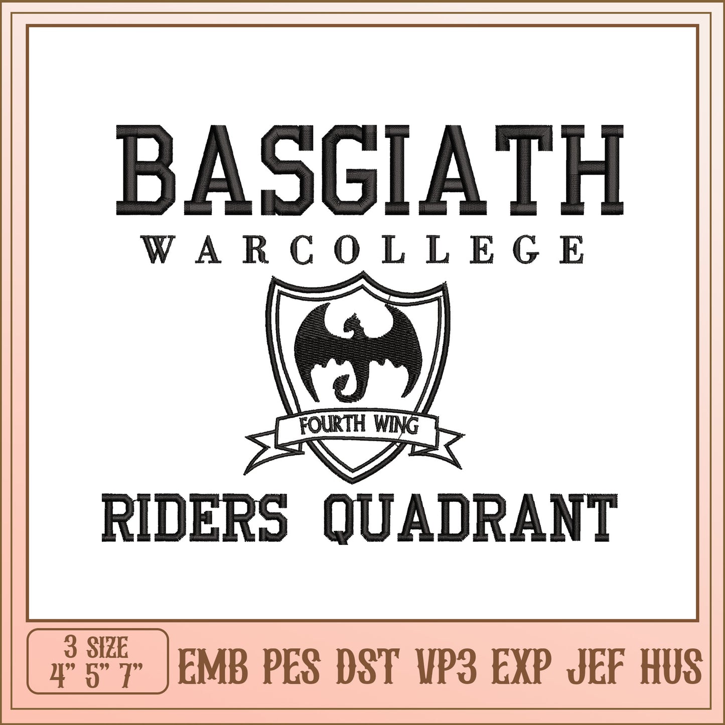 Basgiath Warcollege Riders Quadrant Embroidery Design Files