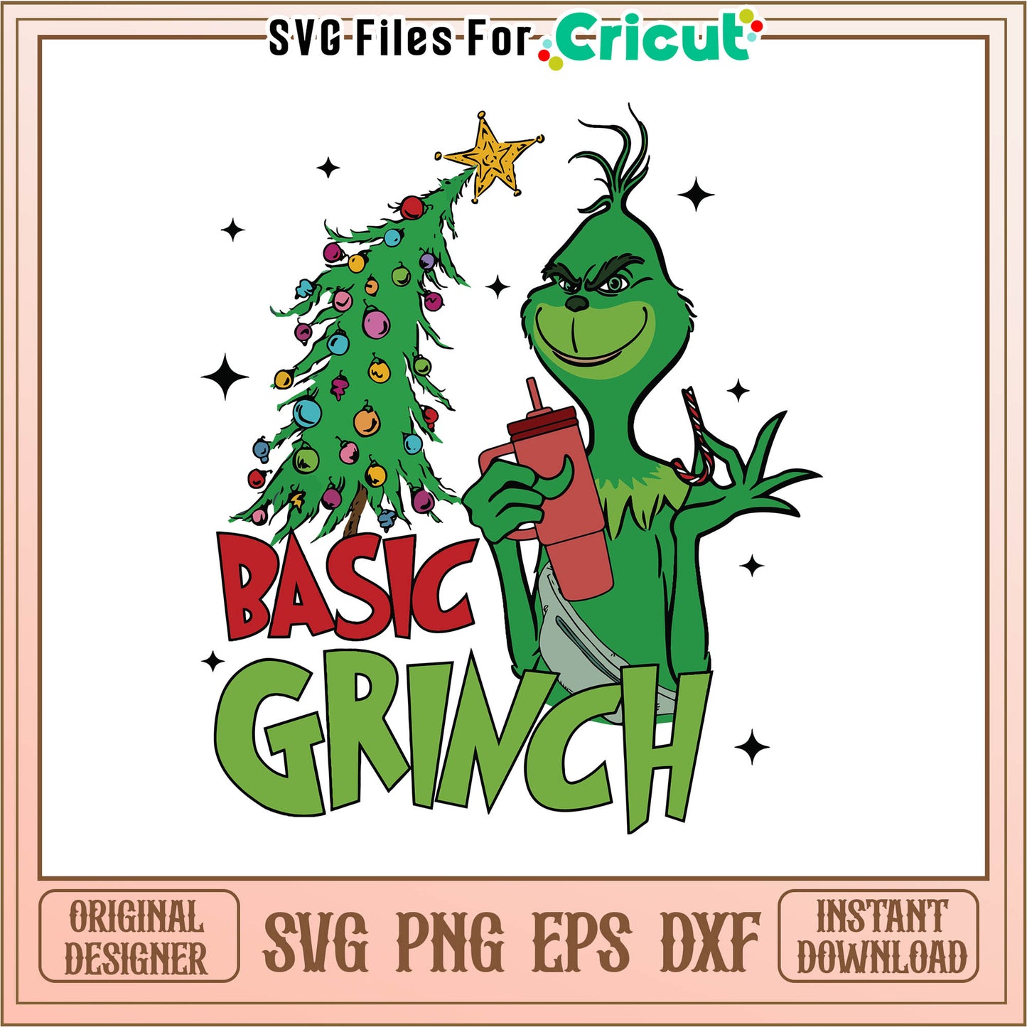 Basic grinch boojee stanley christmas tree svg, grinch tree svg
