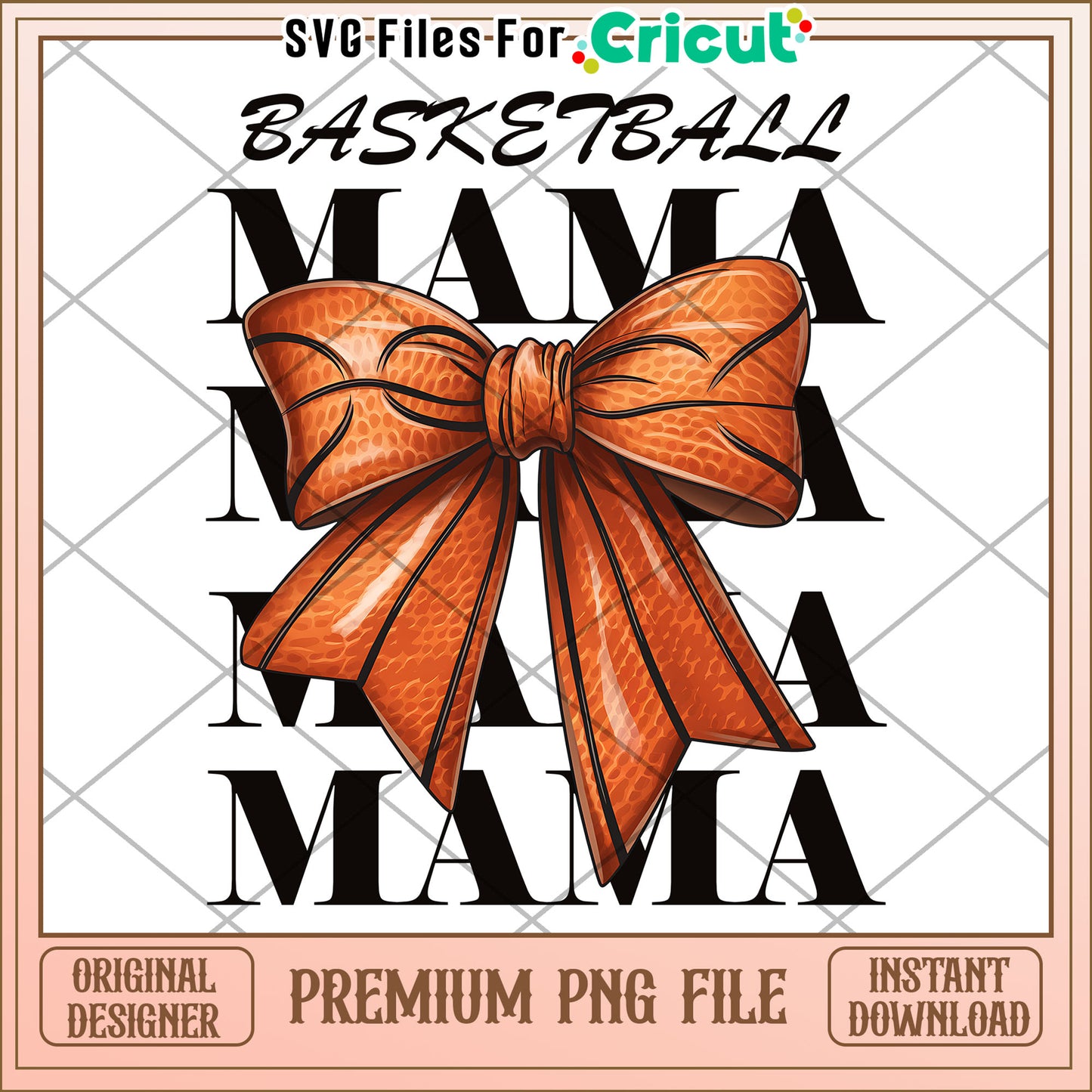 Basketball Mama Bow PNG Design for Instant Download
