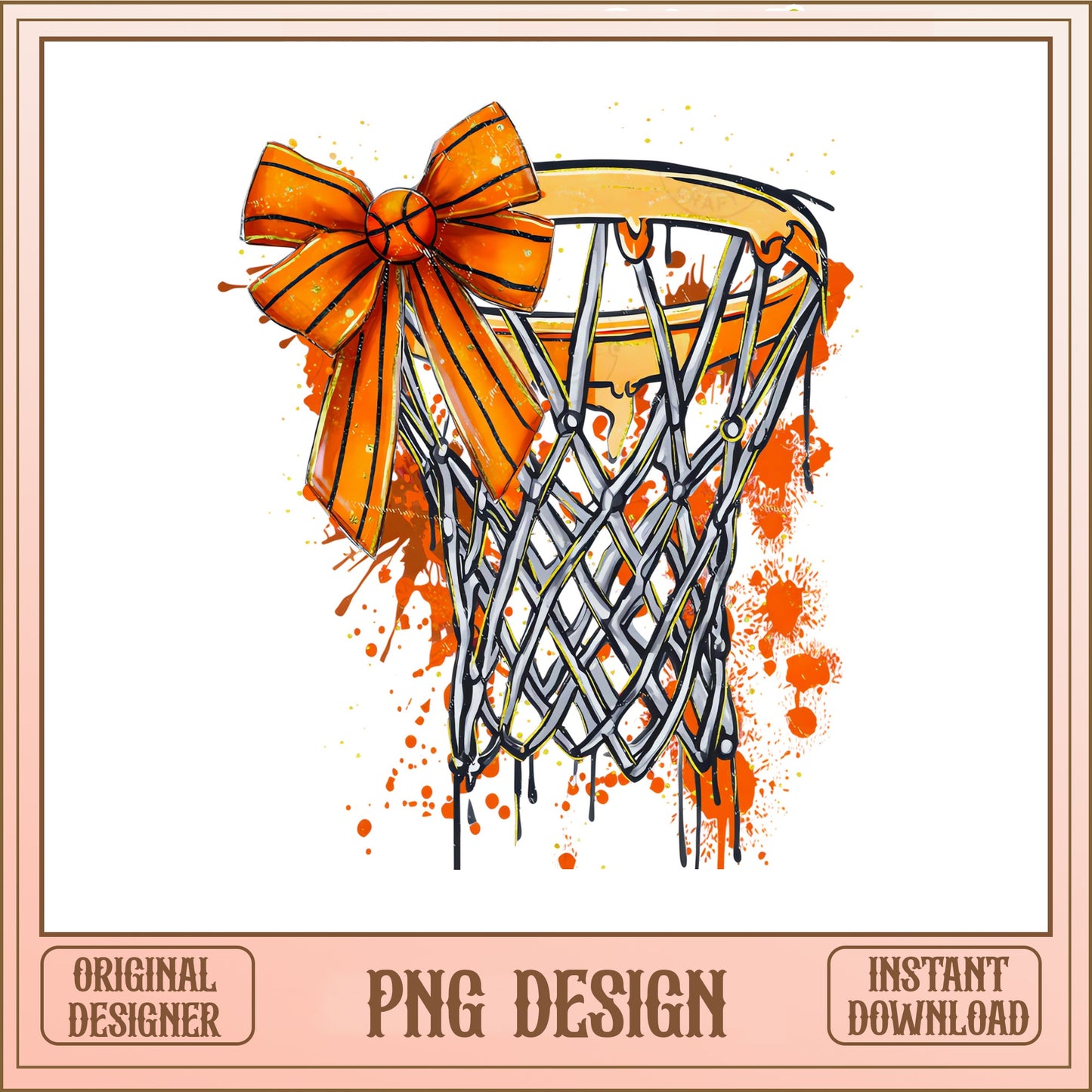 Basketball Hoop With Bow PNG, Coquette Basketball PNG, Sports PNG