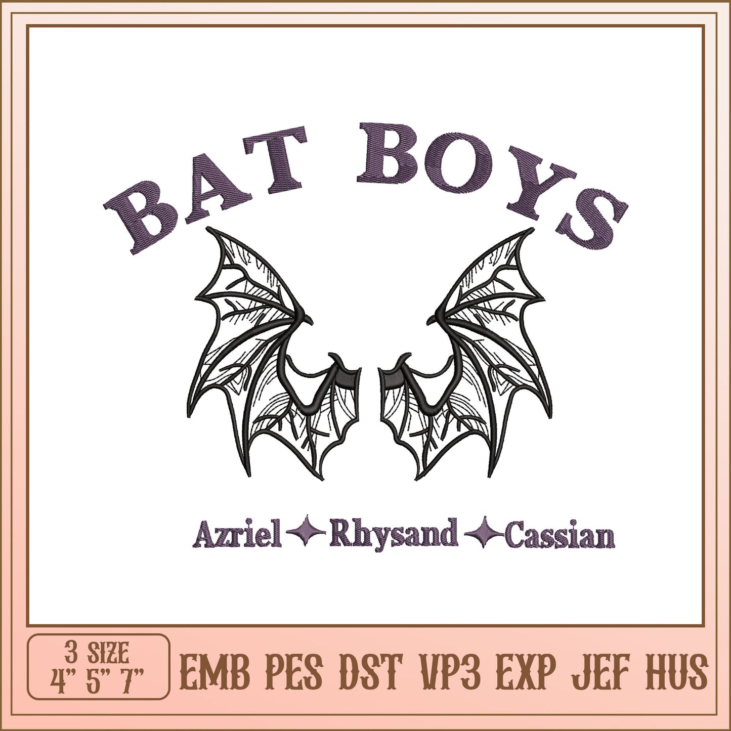 Bat Boys Embroidery Design