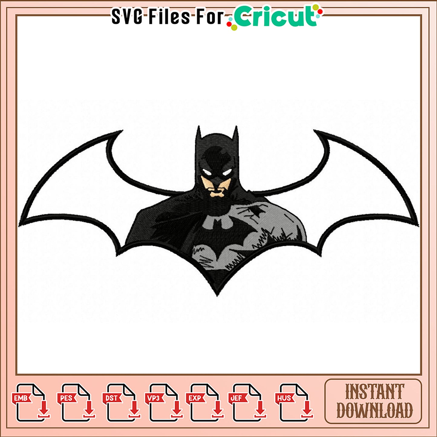 Batman Embroidery Design for Machine Stitching Download
