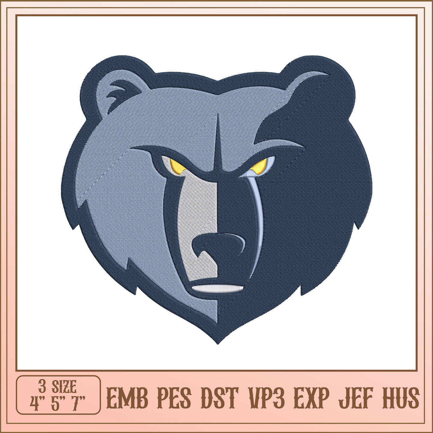 Bear Embroidery Design 3 Sizes EMB PES DST VP3