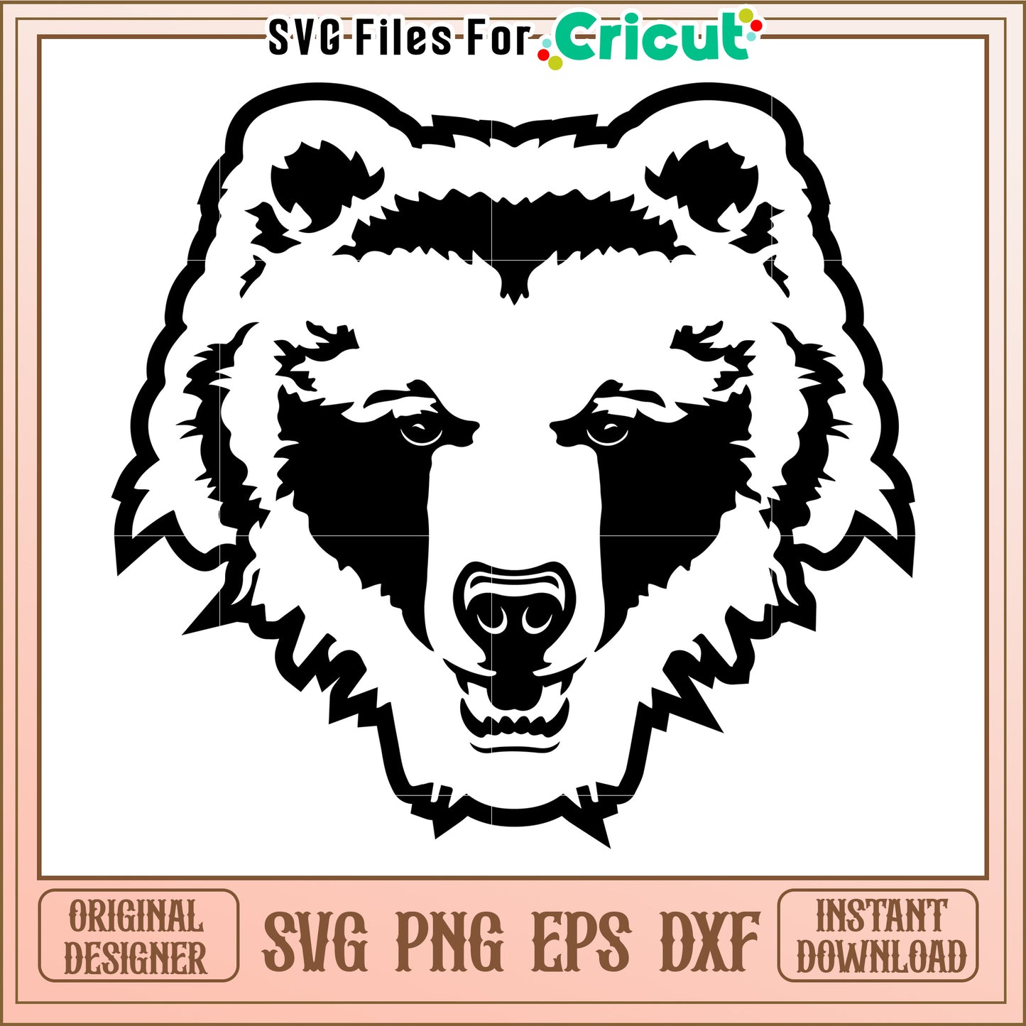 Bear Face SVG File for Cricut, Perfect for DIY Crafts and Projects
