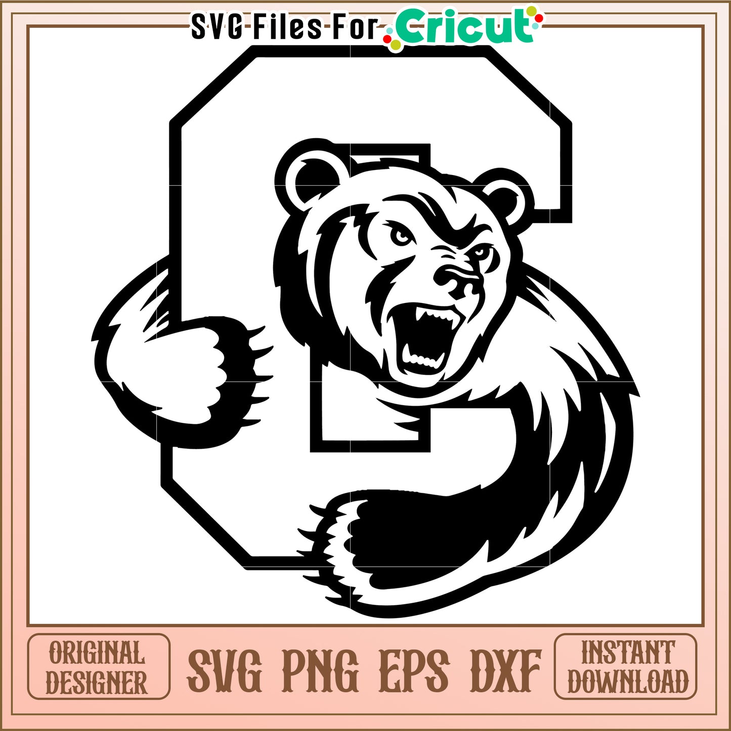 Bear Mascot SVG Design for Cricut, Instant Download for Craft Projects