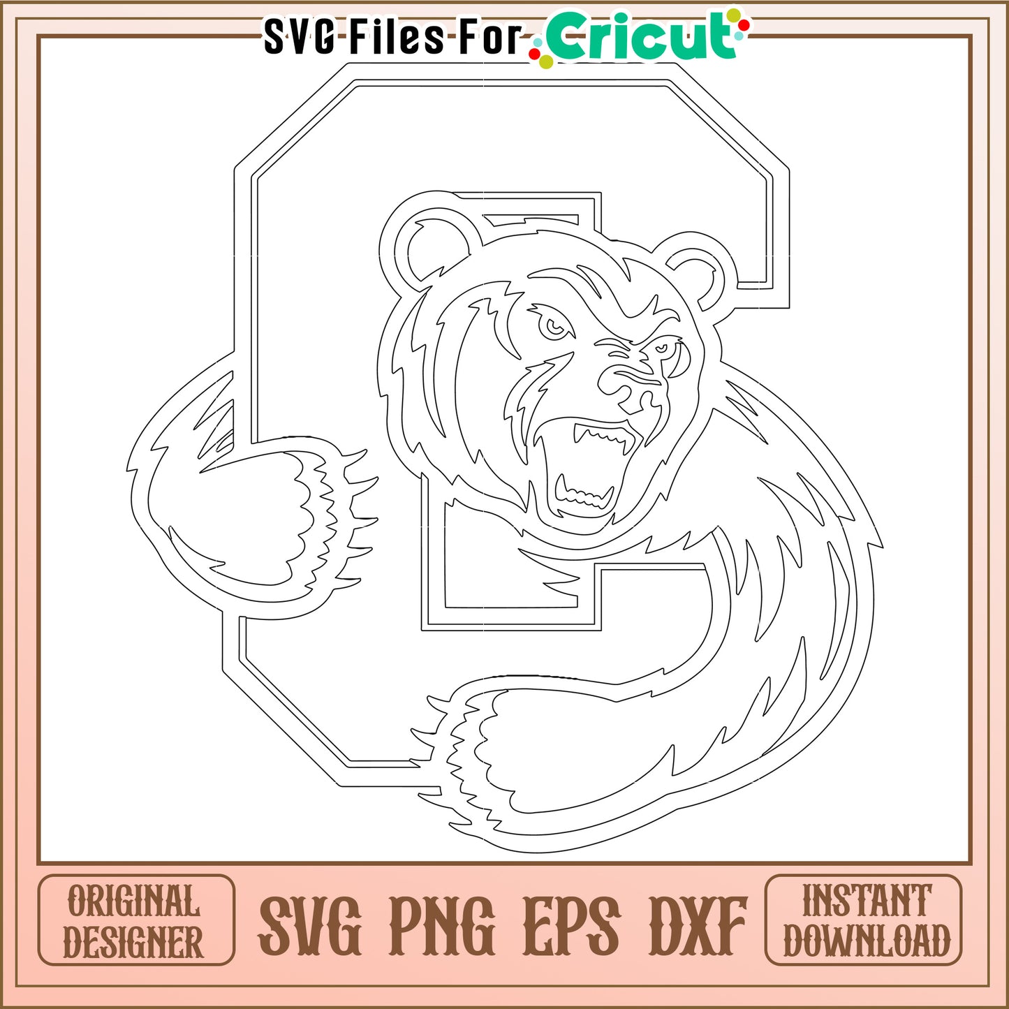 Bear Mascot SVG Design for Cricut, Perfect for School Spirit Projects
